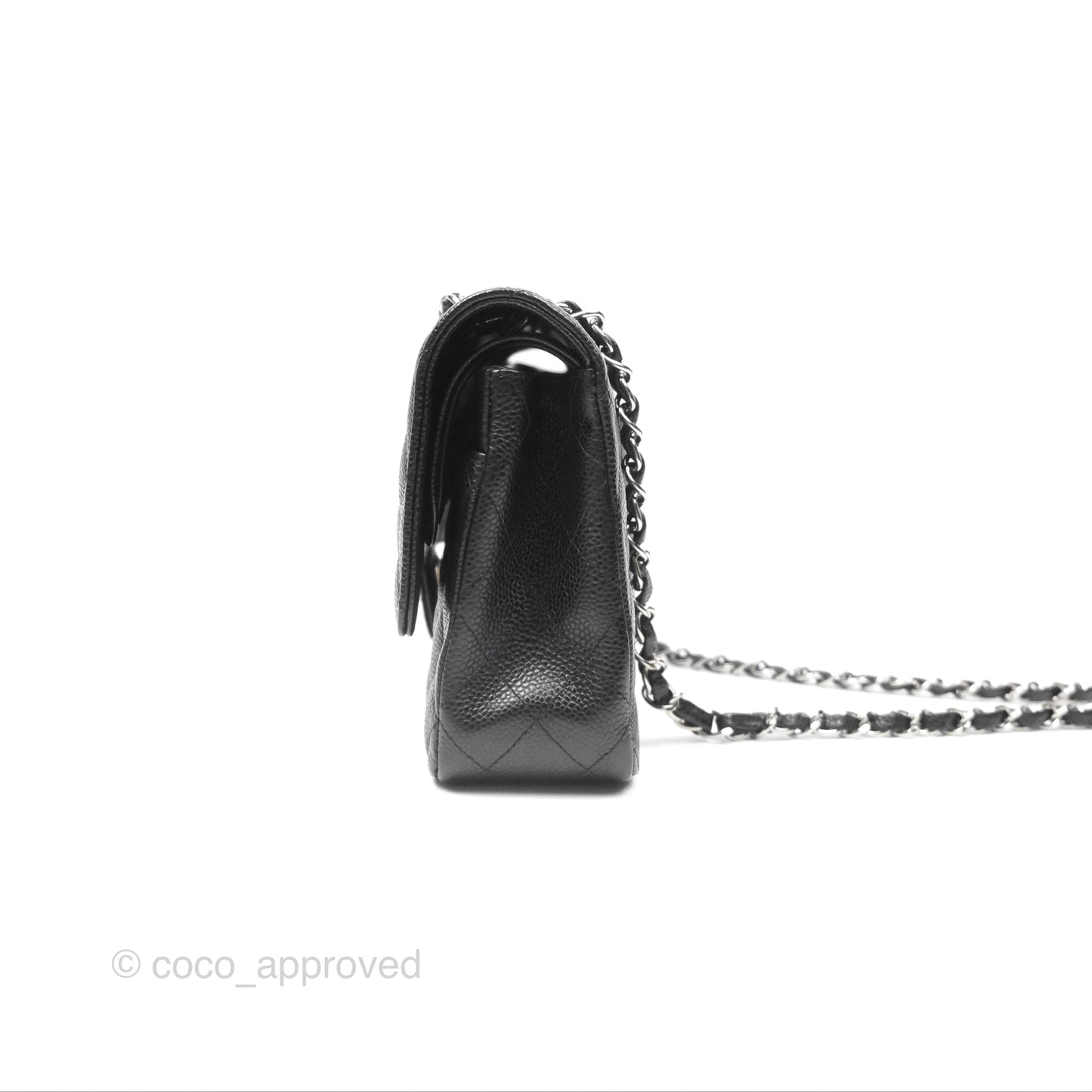 Chanel Classic M/L Medium Flap Quilted Black Caviar Silver Hardware