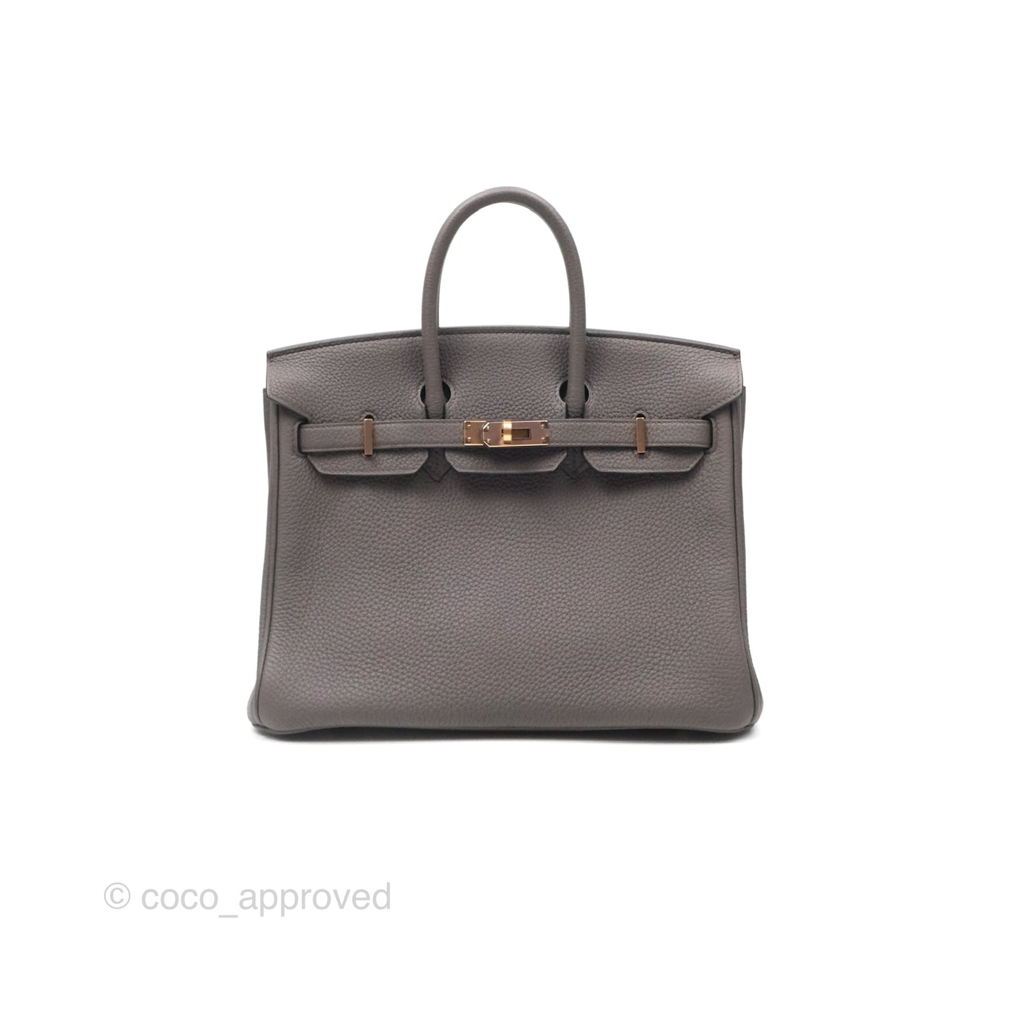 Hermes Birkin 25 Retourne Etain 8F Togo Gold Hardware