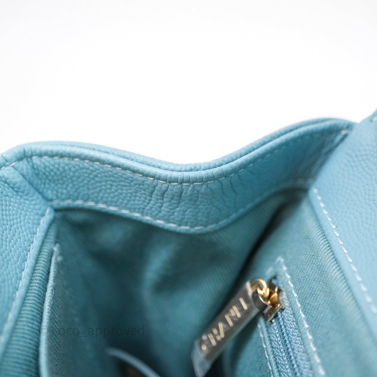 Chanel Small Quilted Business Affinity Flap Caviar Blue Gold Hardware