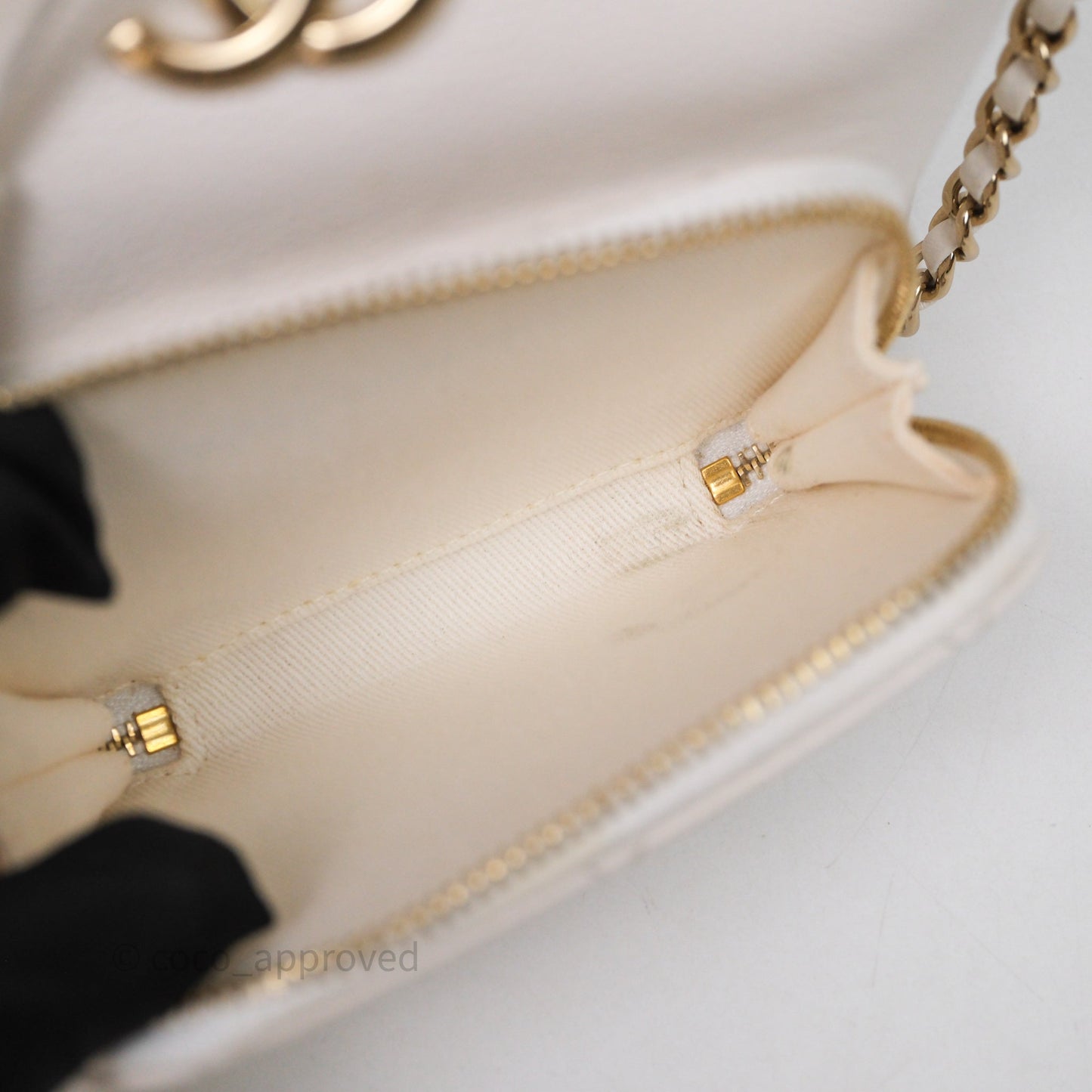 Chanel Business Affinity Drawstring Bucket Bag White Caviar Gold Hardware