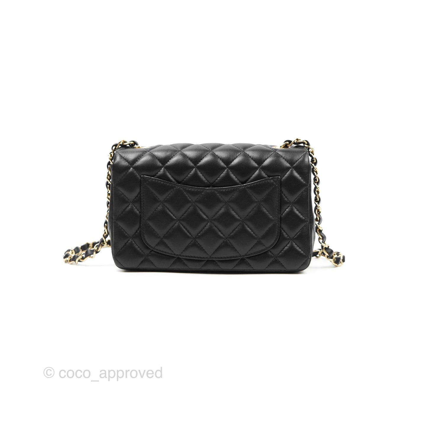 Chanel Quilted Mini Rectangular Black Lambskin Gold Hardware