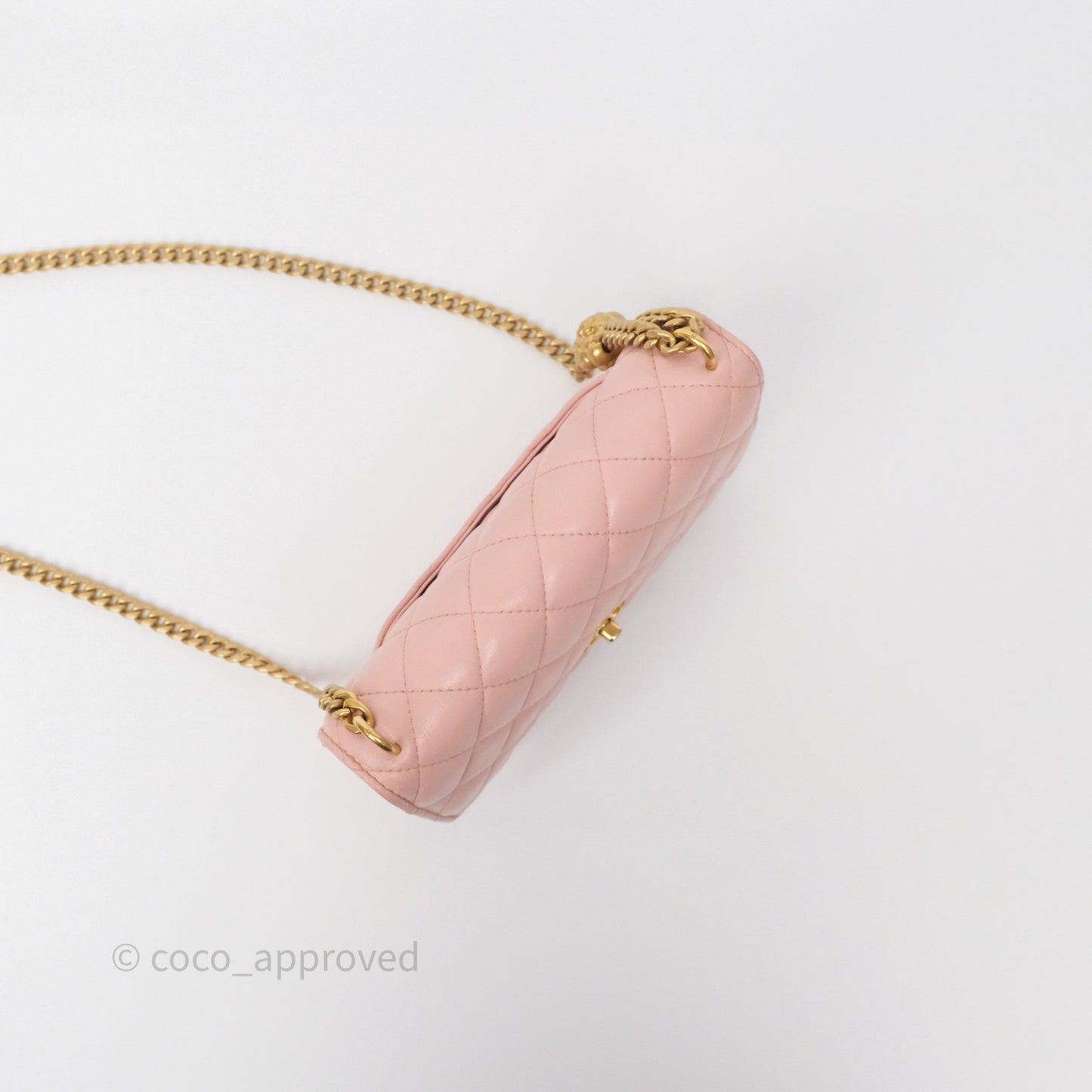 Chanel Camellia Crush Wallet on Chain WOC Pink Lambskin Aged Gold Hardware