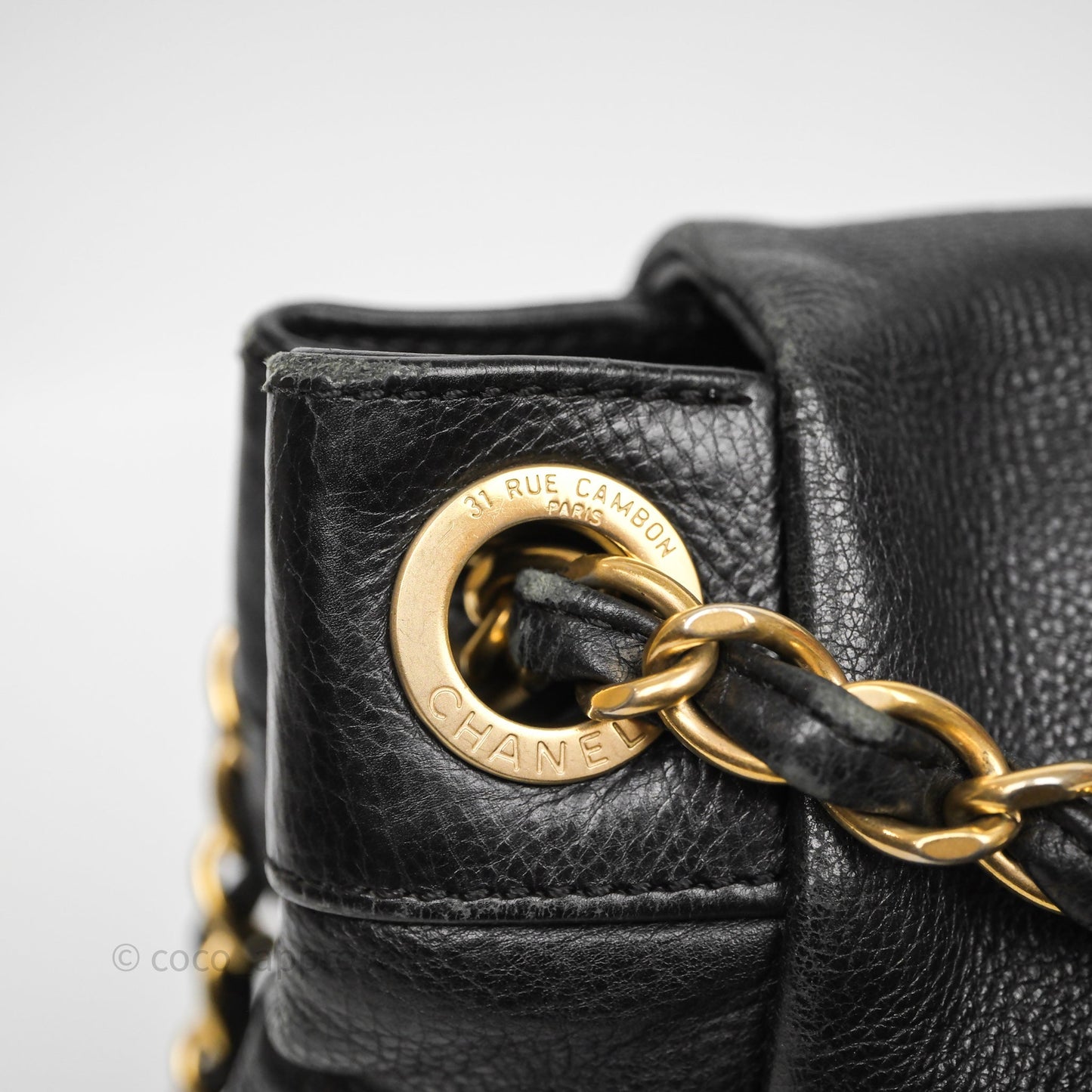 Chanel Mosaic Studs Accordion Flap Bag Black Calfskin Aged Gold Hardware