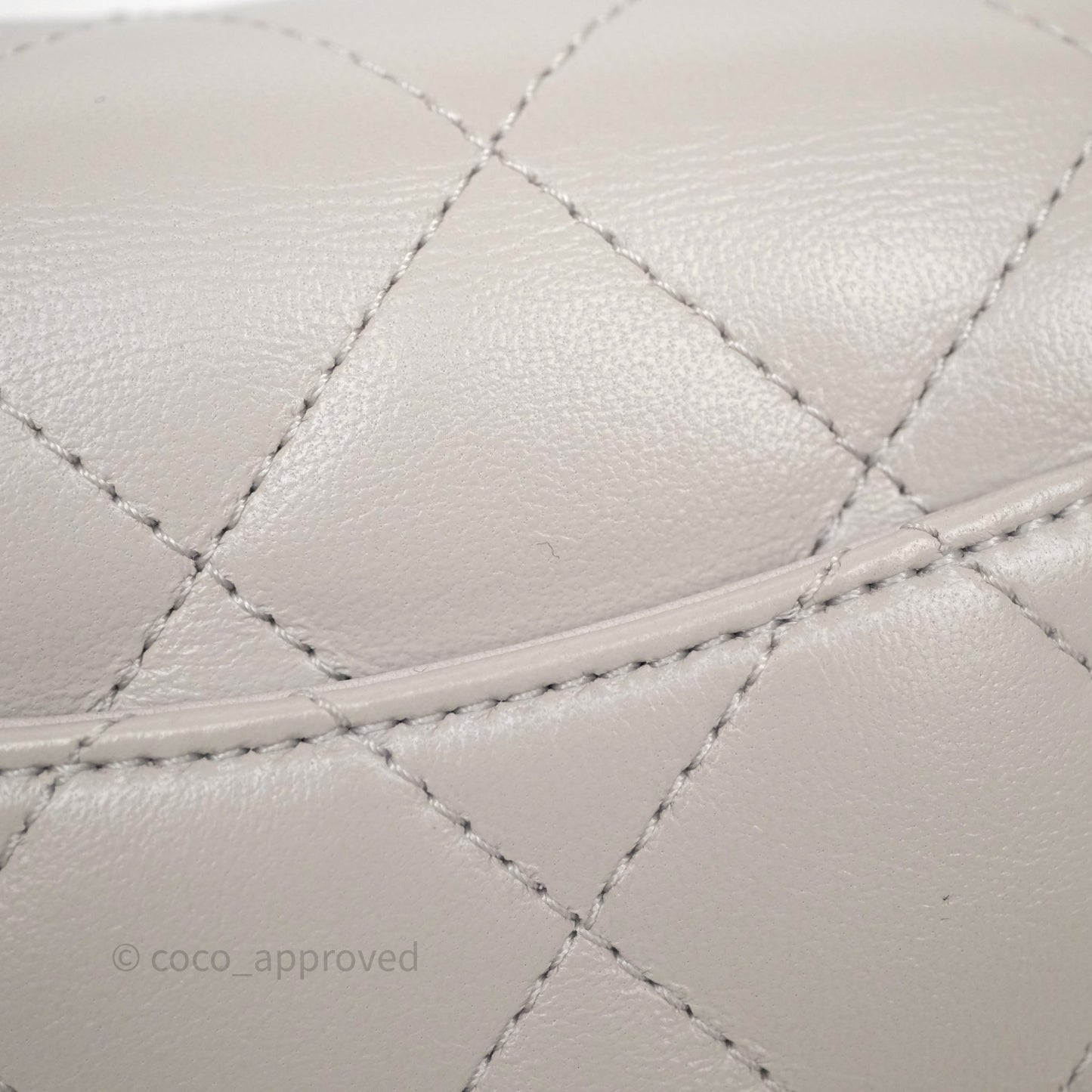 Chanel Heart Crush Mini Flap Bag Light Grey Lambskin Aged Gold Hardware 24P