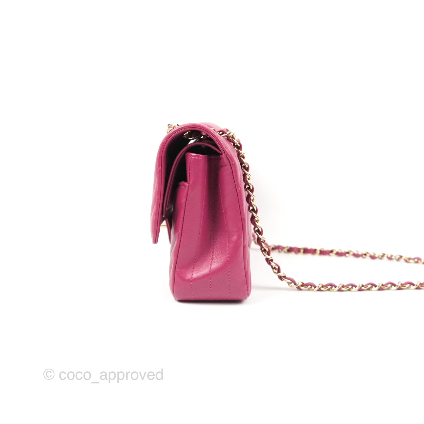 Chanel Medium Classic Flap Chevron Plum Pink Lambskin Gold Hardware