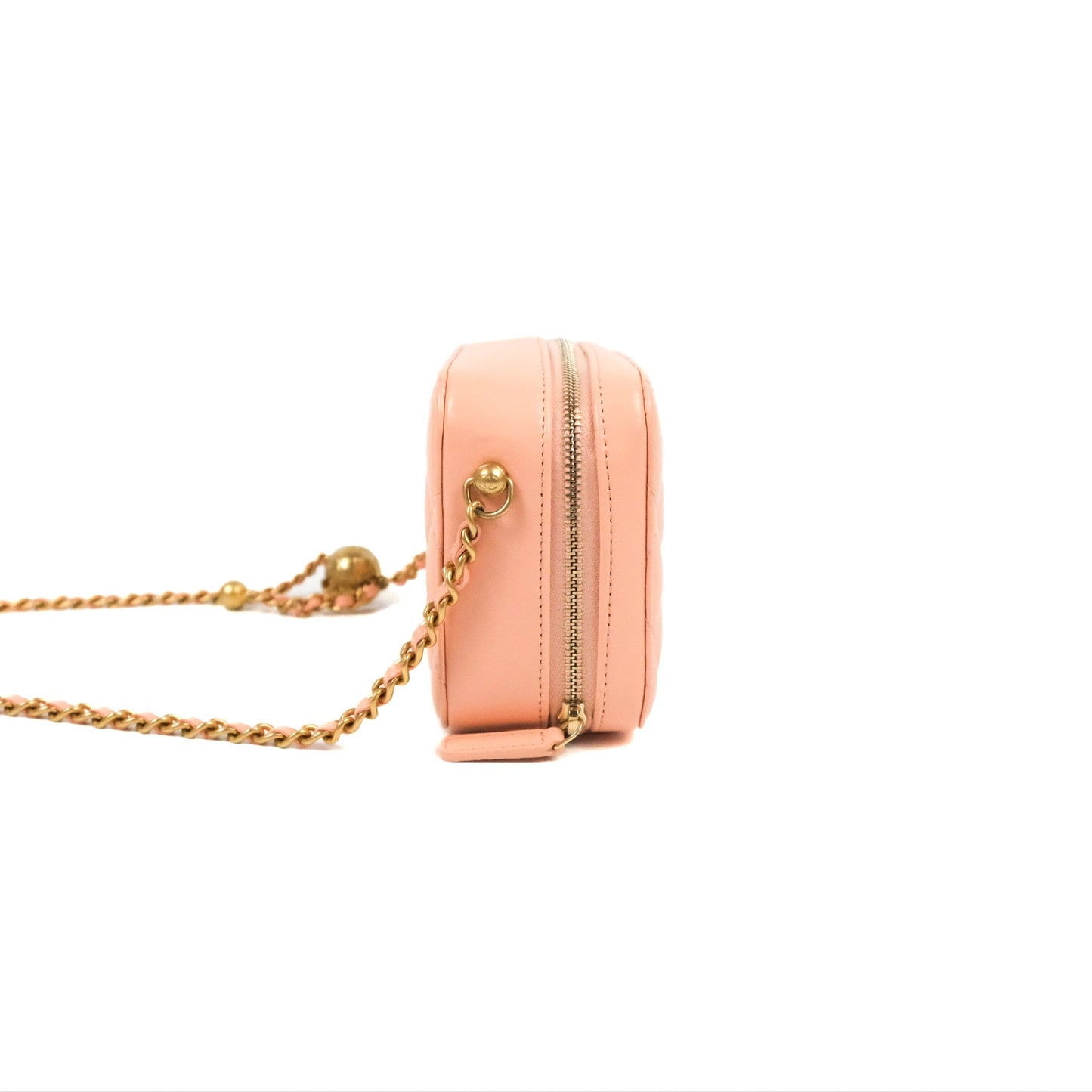 Chanel Mini Pearl Crush Quilted Camera Case Orange Blair Lambskin Aged Gold Hardware