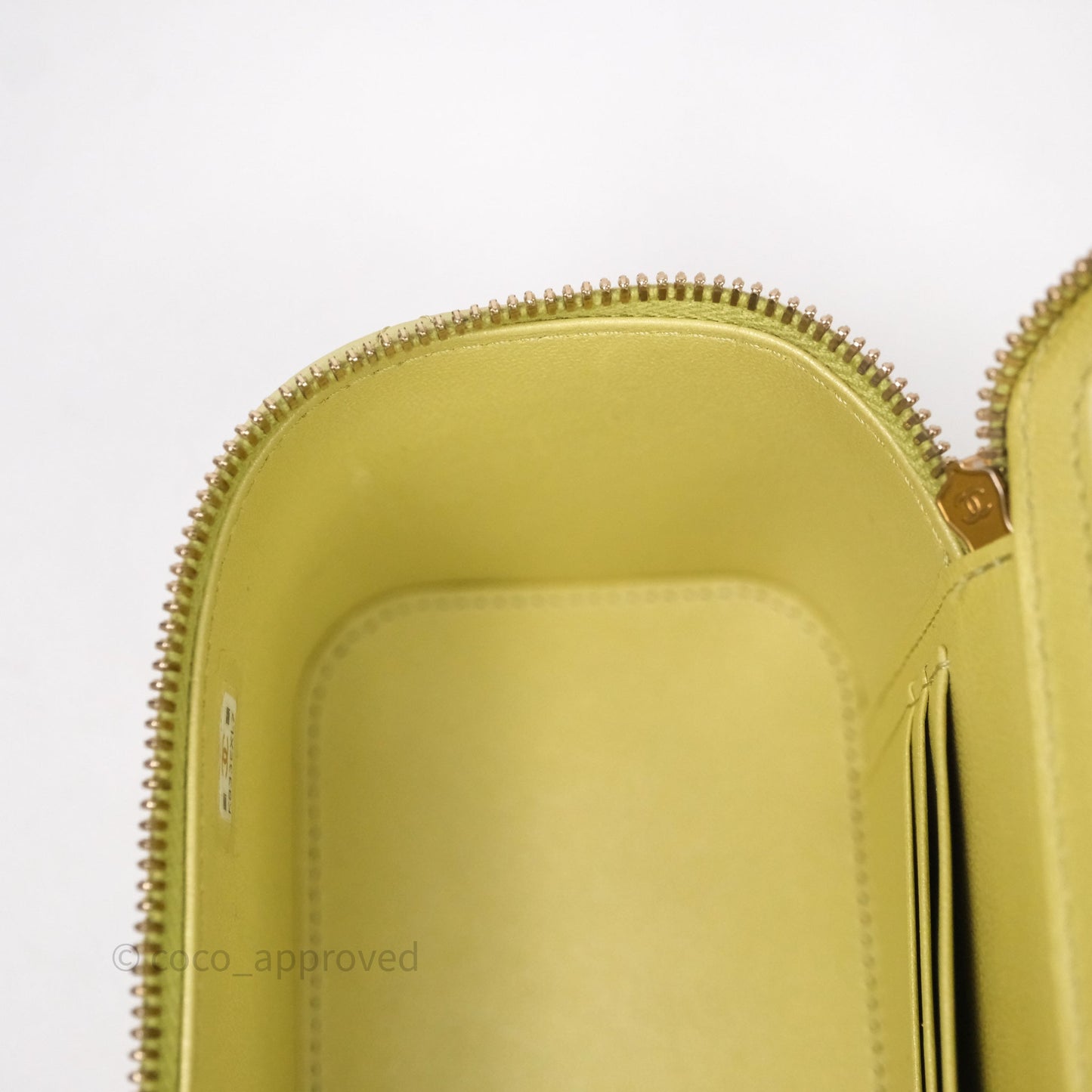 Chanel Quilted Vanity With Chain Lambskin Green Gold Hardware
