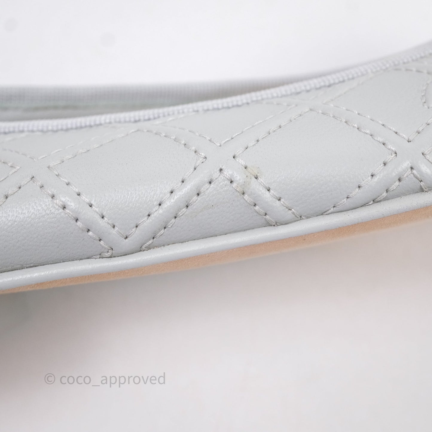 Chanel CC Quilted Grey Ballerina Flats Size 39