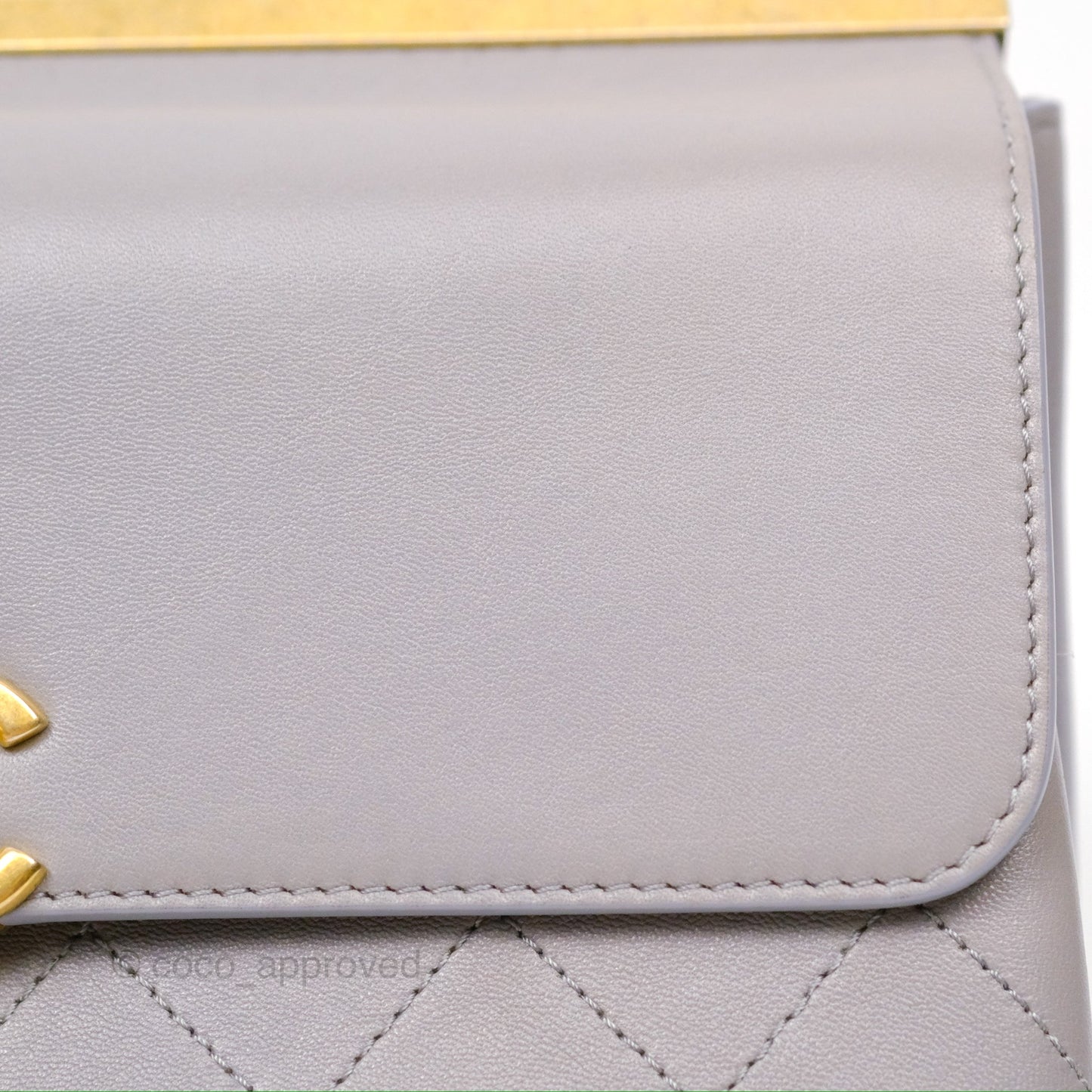 Chanel Small Quilted Coco Luxe Flap Bag Grey Calfskin Aged Gold Hardware