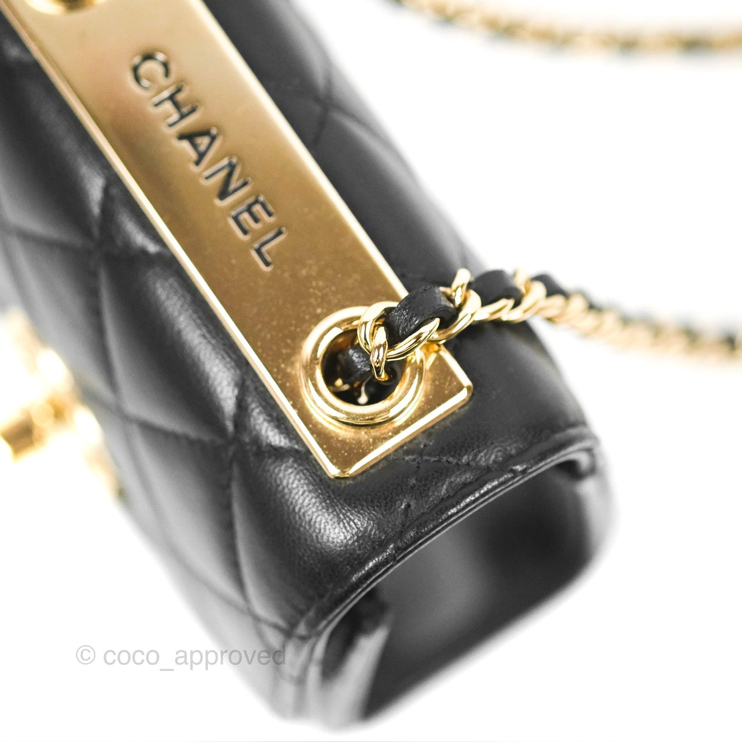 Chanel Mini Quilted Trendy CC Clutch With Chain Black Lambskin Gold Hardware