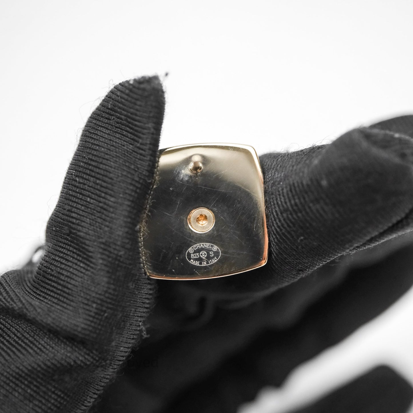 Chanel Crystal CC Pearl Square Earrings Gold Tone 23S