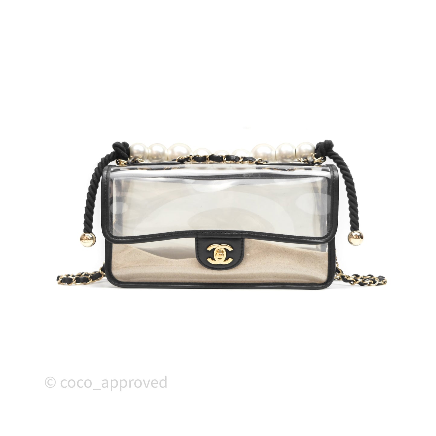Chanel Medium Sand By The Sea PVC Flap Black Lambskin Gold Hardware