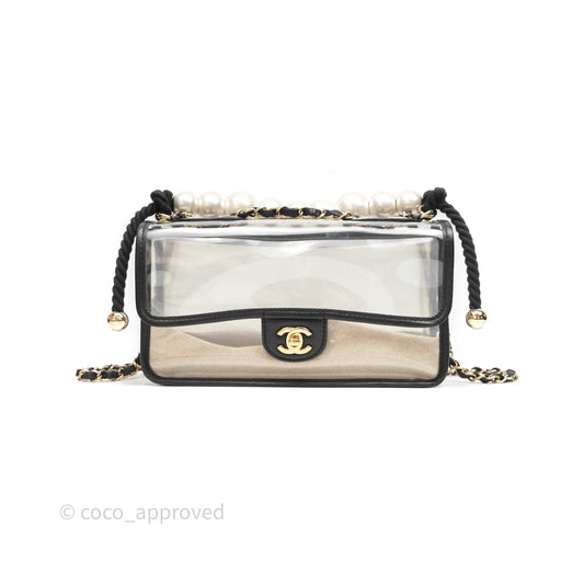 Chanel Medium Sand By The Sea PVC Flap Black Lambskin Gold Hardware