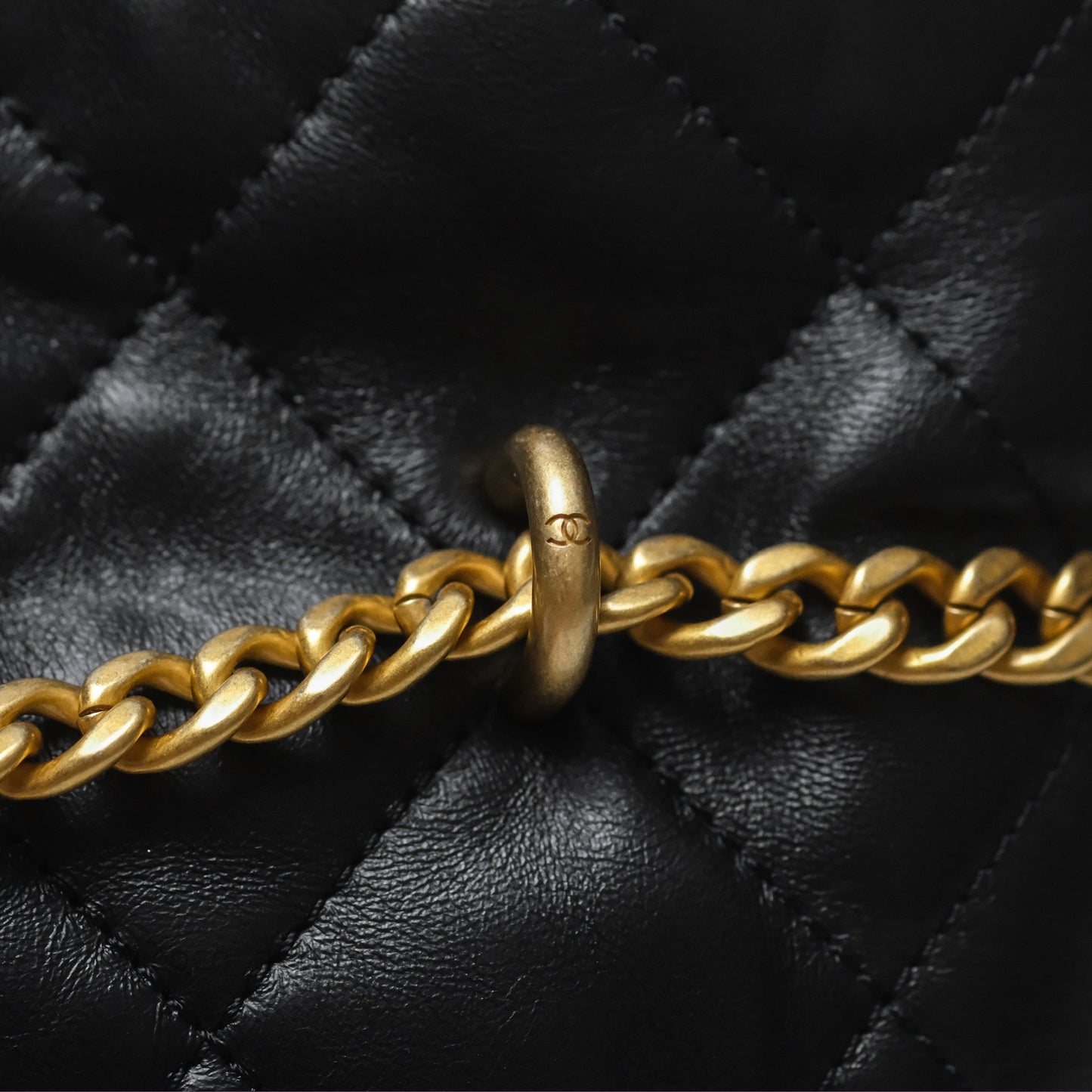 Chanel Enamel CC Bucket Bag Black Lambskin Gold Hardware 22P