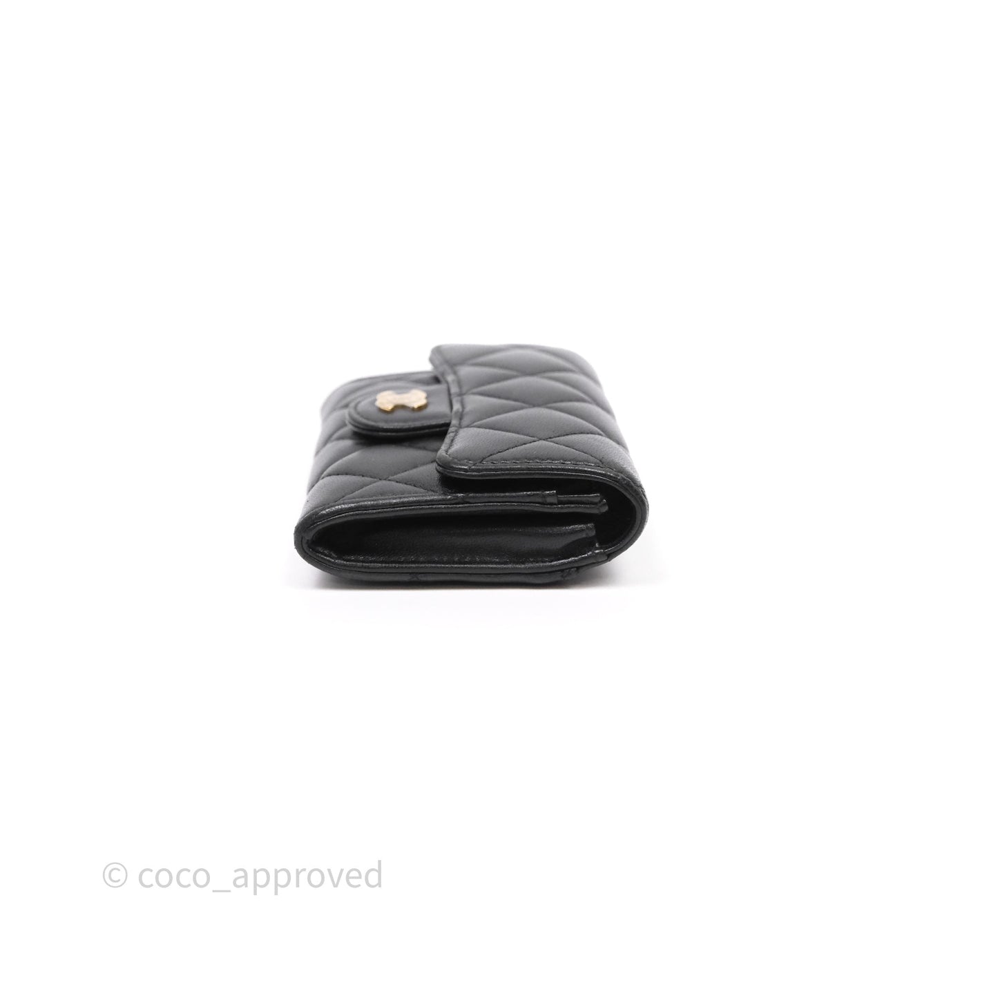 Chanel Quilted Flap Card Holder Black Lambskin Gold Hardware