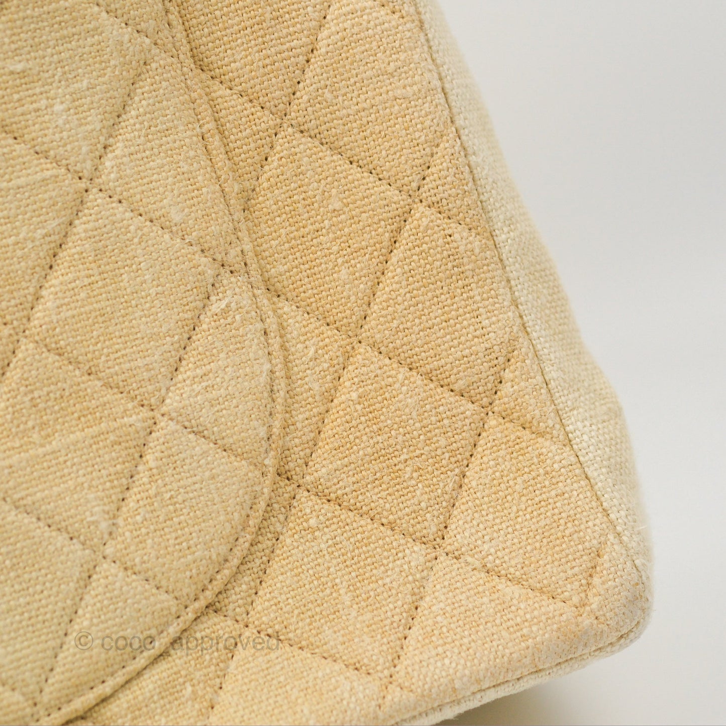 Chanel Vintage XL Jumbo Single Flap Beige Cotton Canvas 24K Gold Hardware