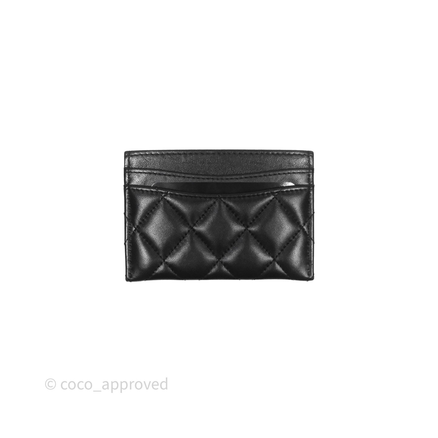 Chanel Classic Flat Card Holder Black Lambskin Silver Hardware