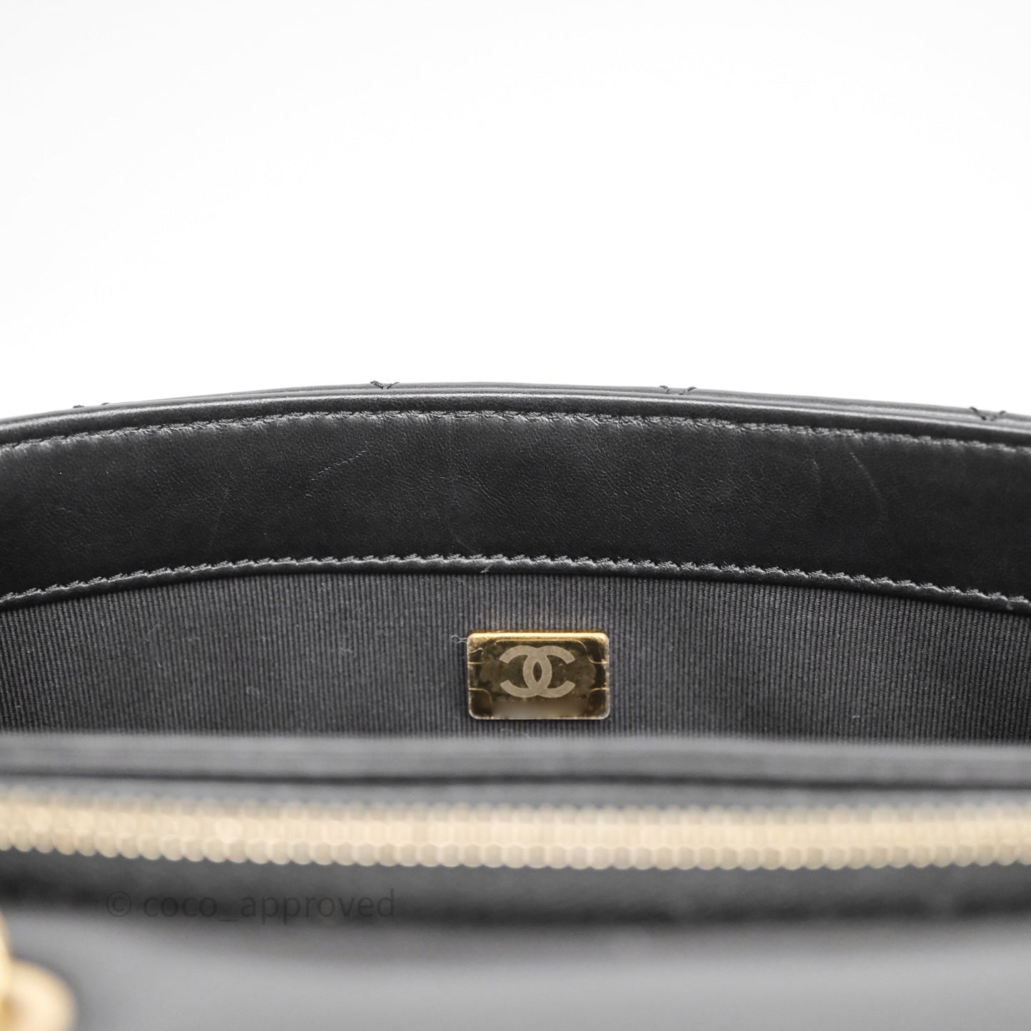 Chanel Small All Slide Adjustable Chain Flap Bag Black Lambskin Aged Gold Hardware 22K