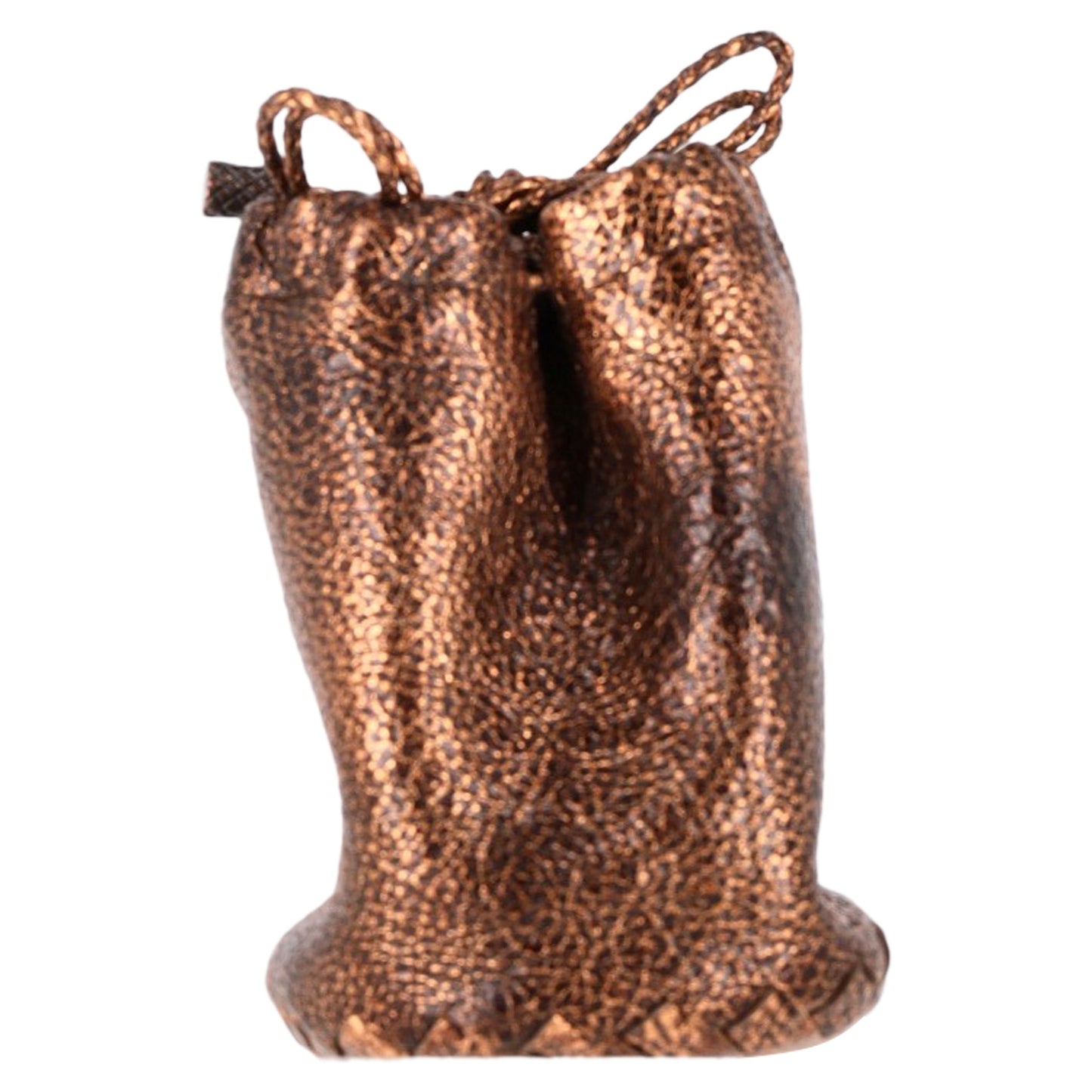Luxury Bottega Veneta Drawstring Pouch in Bronze Cervo Leather