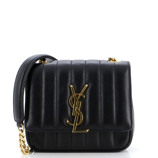 Luxury Saint Laurent Vicky Crossbody Bag Vertical Quilted Leather Small