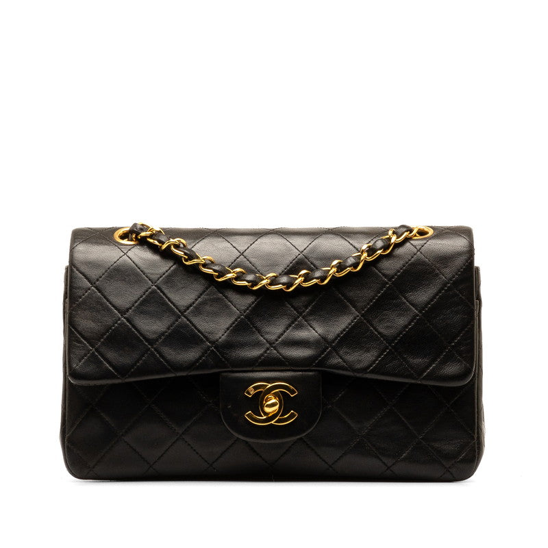 Chanel Mattrase 23 Coco W Flap Chain Shoulder Bag Black Lambskin  Chanel