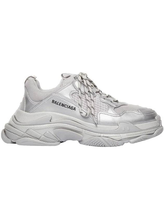 Luxury Balenciaga Triple S Low Top Sneakers Silver Metallic