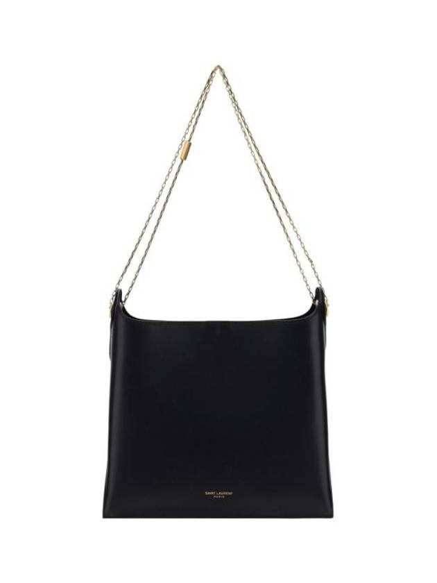 Luxury Saint Laurent Logo Print Shoulder Bag Black
