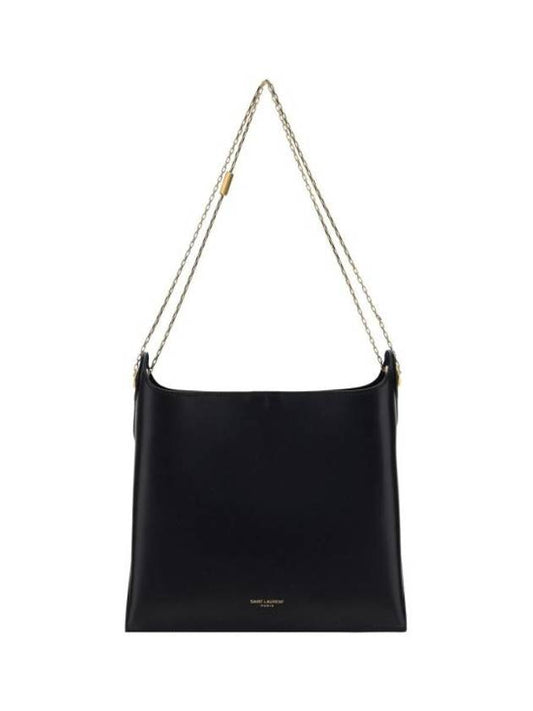 Luxury Saint Laurent Logo Print Shoulder Bag Black