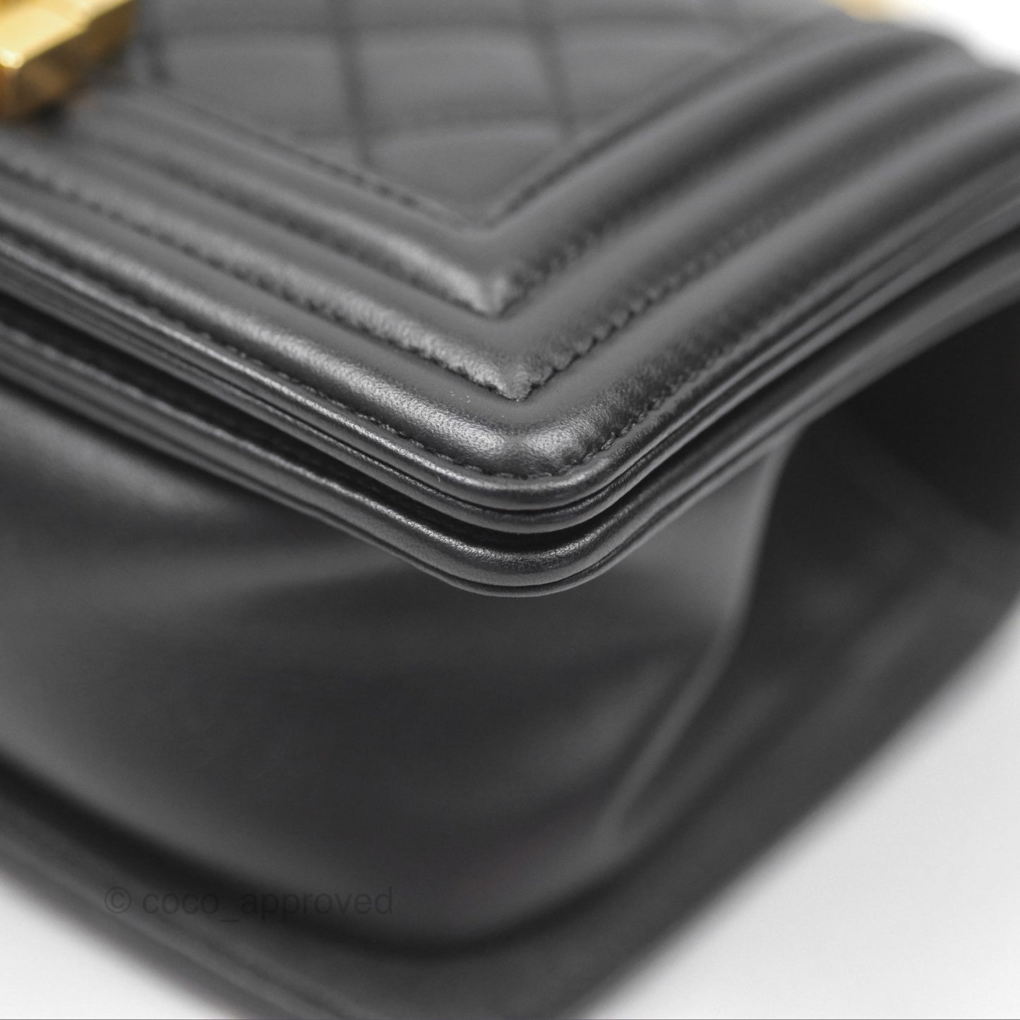 Chanel Small Boy Black Lambskin Aged Gold Hardware
