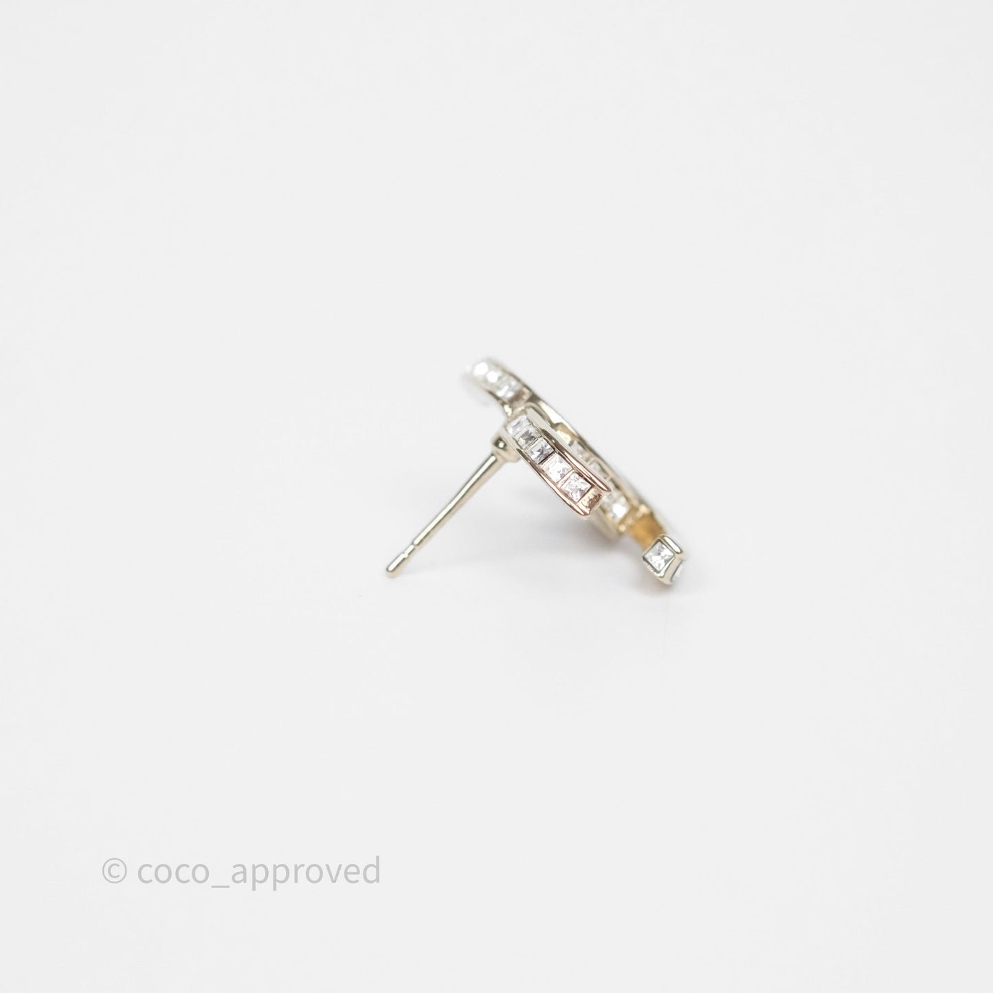 Chanel Crystal CC Earrings Gold Tone 24V