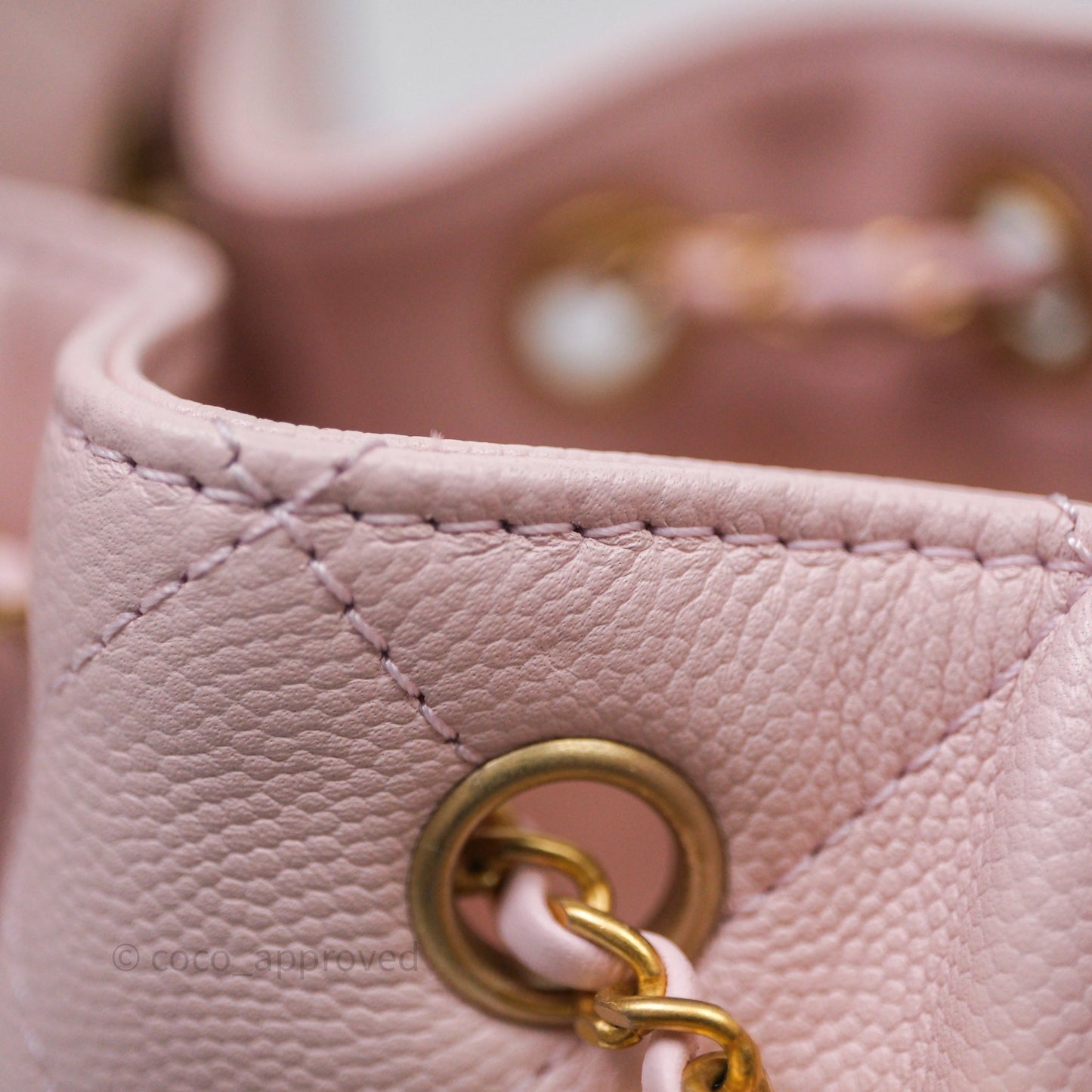 Chanel 25 Mini Pink Caviar Aged Gold Hardware