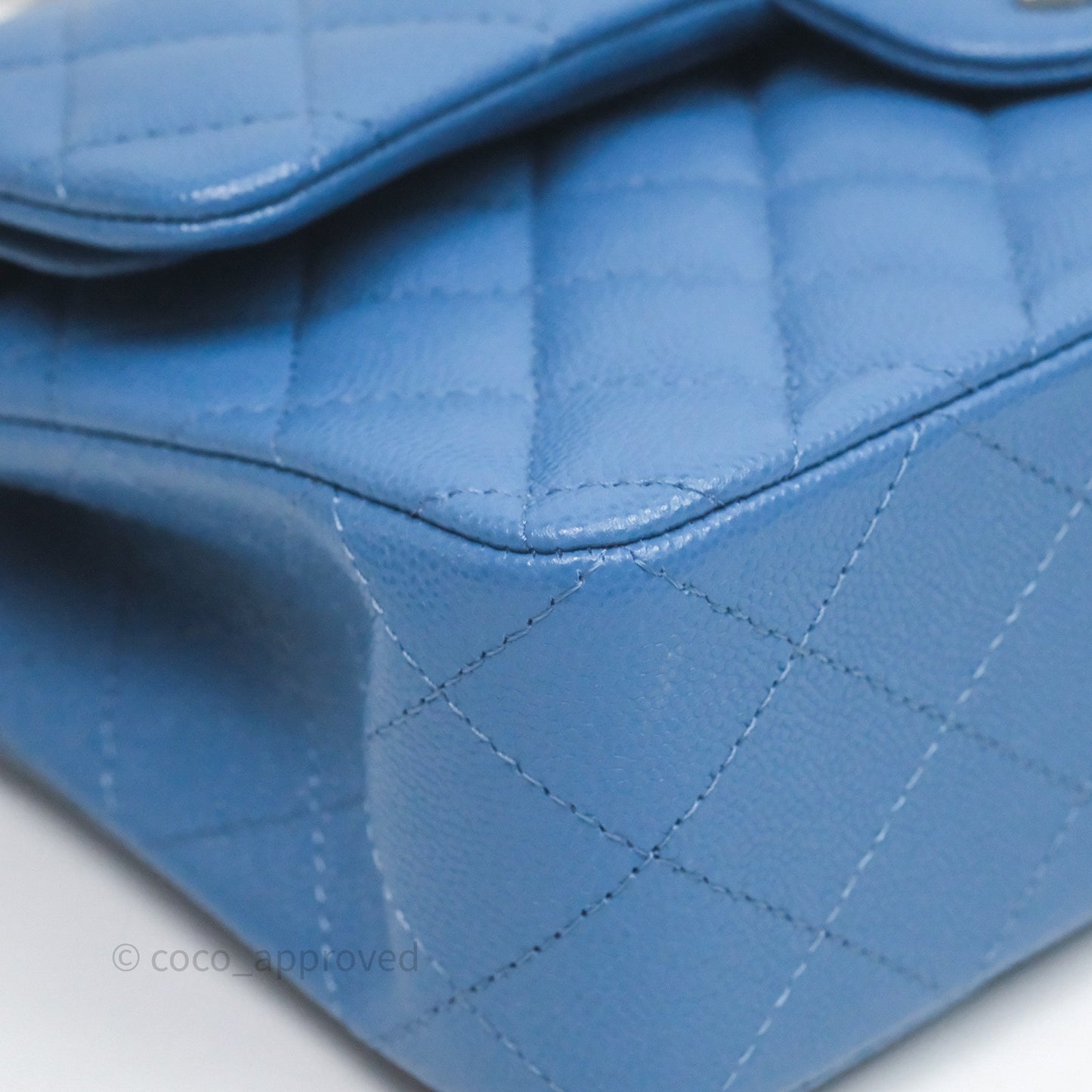 Chanel Small Classic Flap Quilted Blue Caviar Gold Hardware 20S