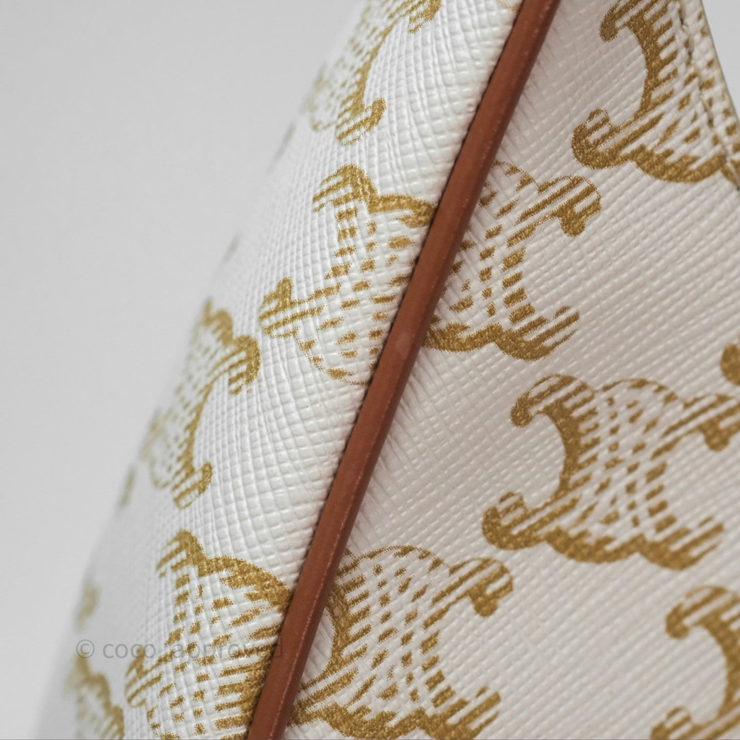 Celine Ava Bag In Triomphe Canvas Calfskin White