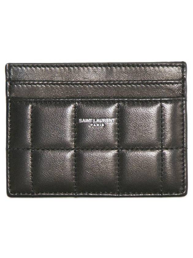 Luxury Saint Laurent Logo Print Quilted Card Wallet Black