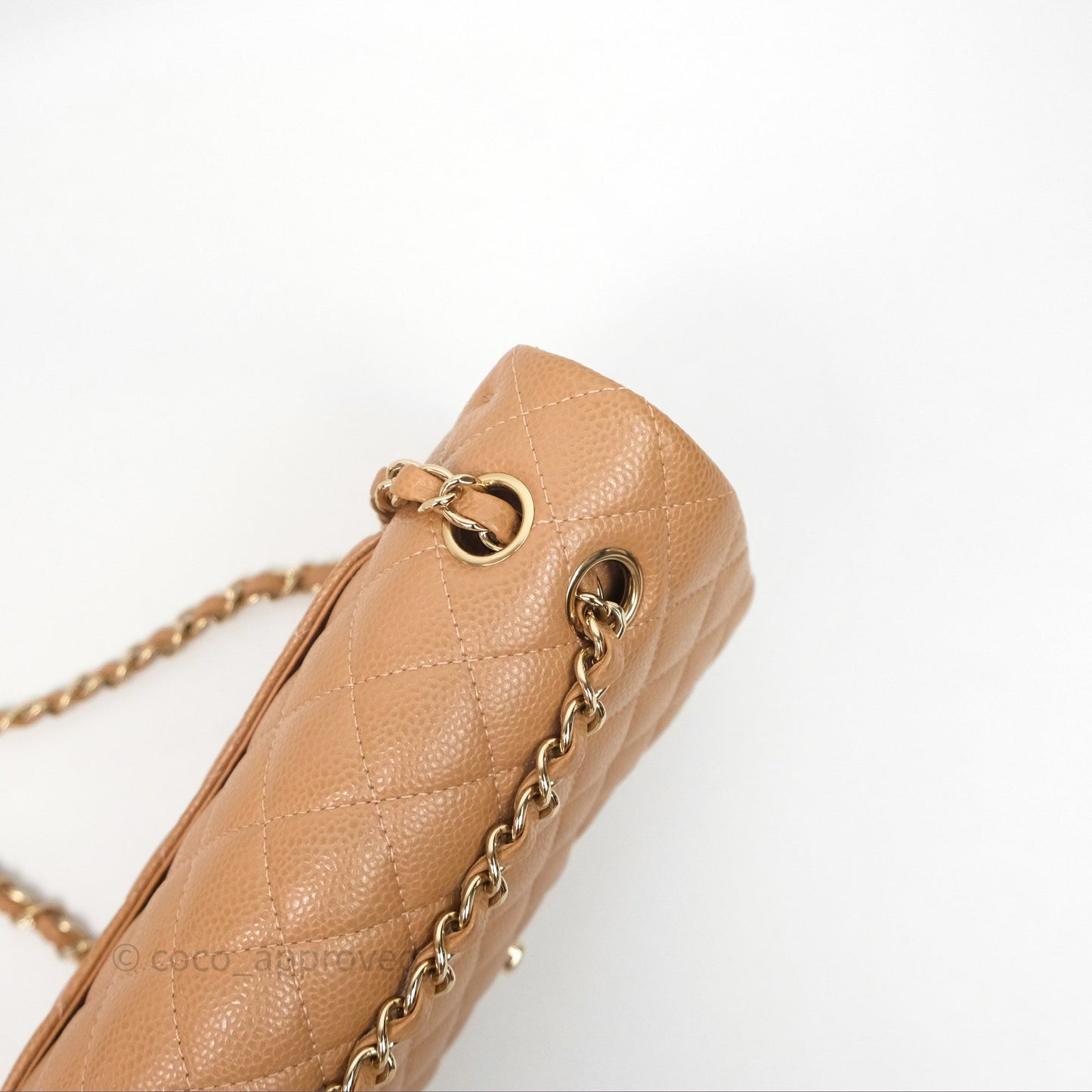 Chanel Classic M/L Medium Flap Quilted Beige Caviar Gold Hardware