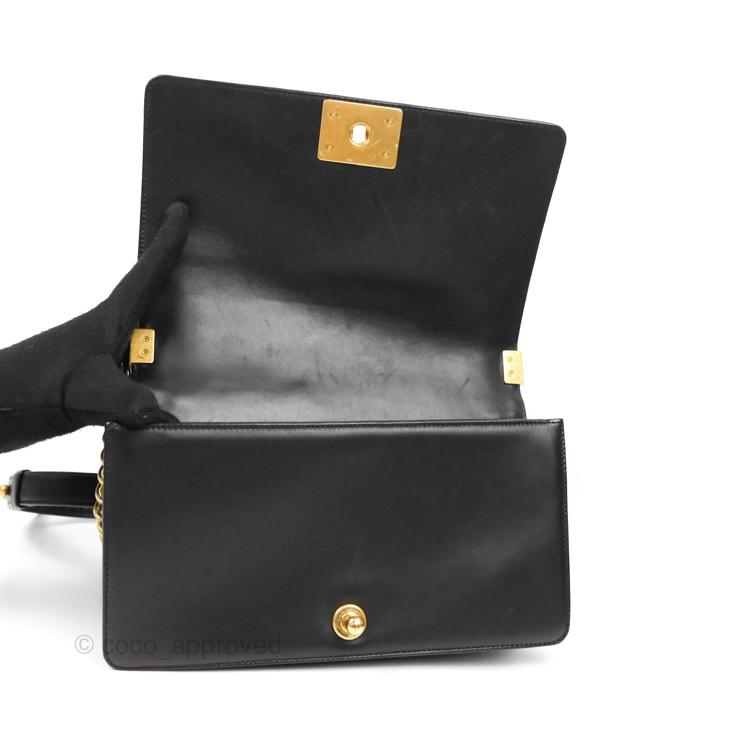 Chanel Quilted Medium Boy Black Lambskin Aged Gold Hardware