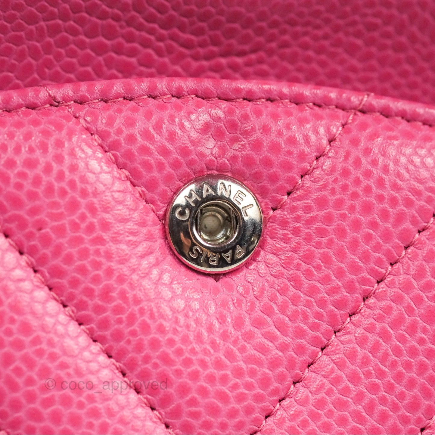Chanel Medium Classic Flap Chevron Pink Caviar Silver Hardware