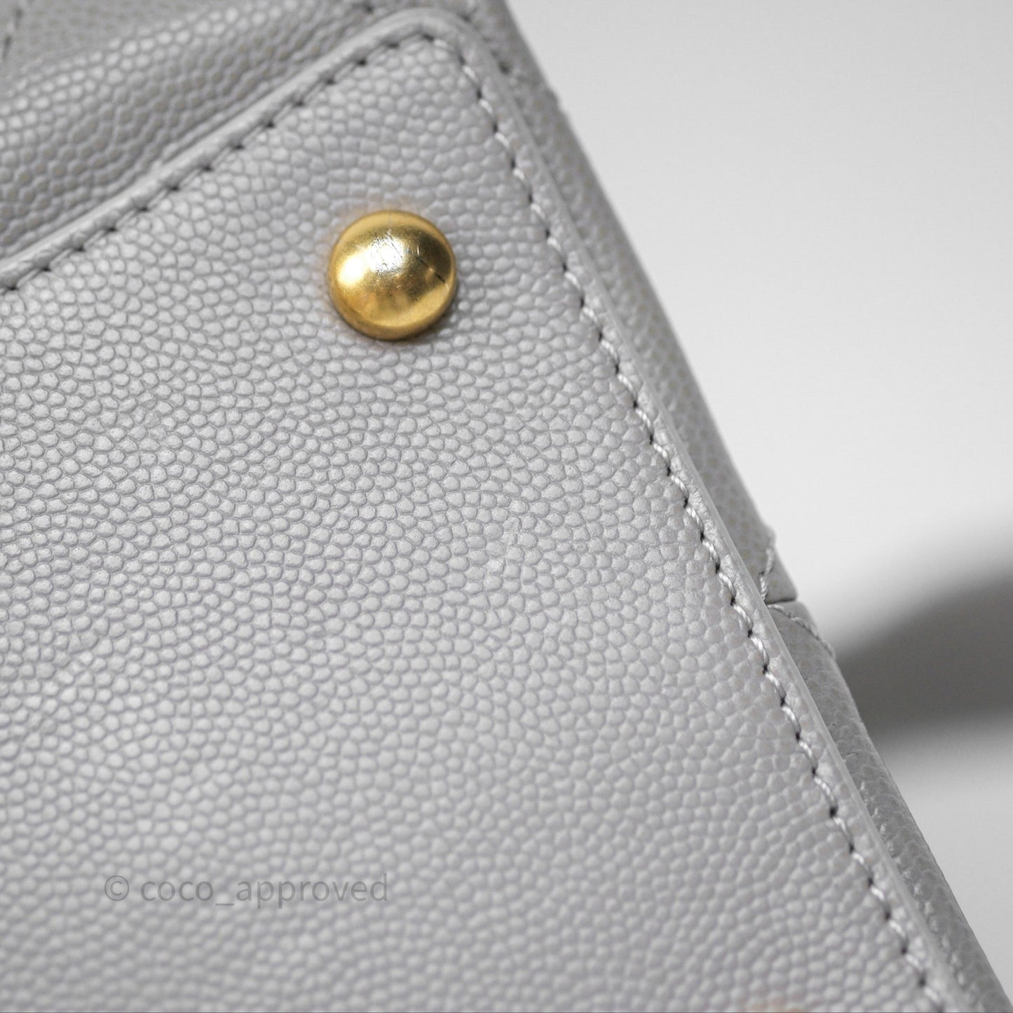 Chanel Drawstring Bucket Bag Grey Grained Calfskin Aged Gold Hardware