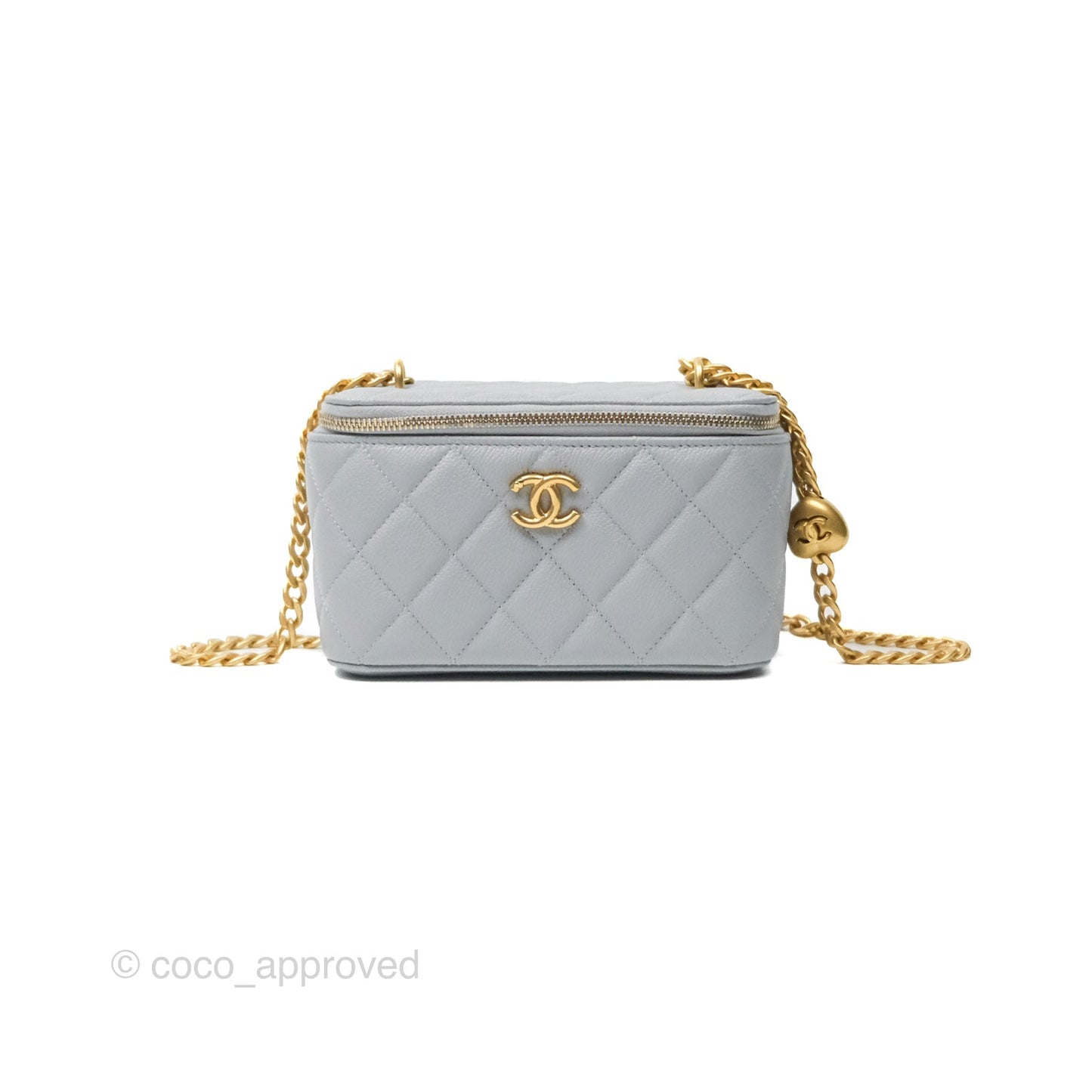 Chanel Vanity with Heart Adjustable Chain Grey Caviar Aged Gold Hardware