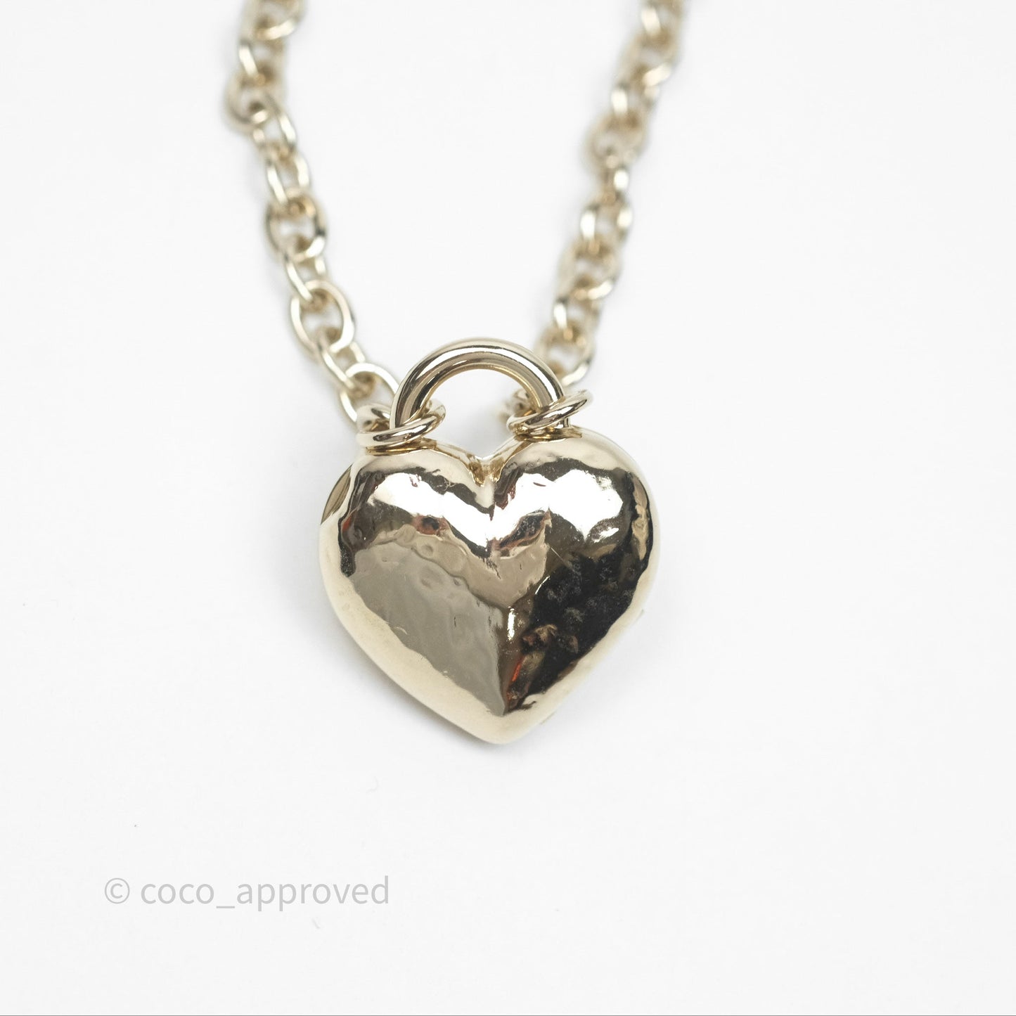 Chanel Heart CC Necklace Gold Tone 22B