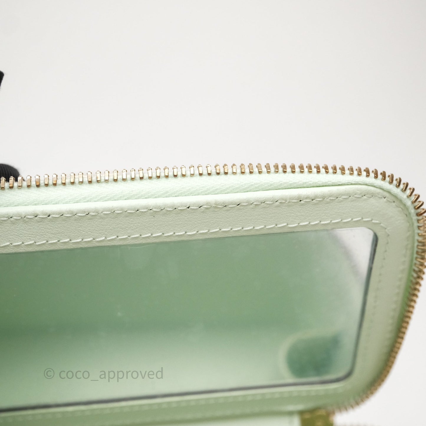 Chanel Vanity Rectangular Top Handle Mint Green Caviar Gold Hardware