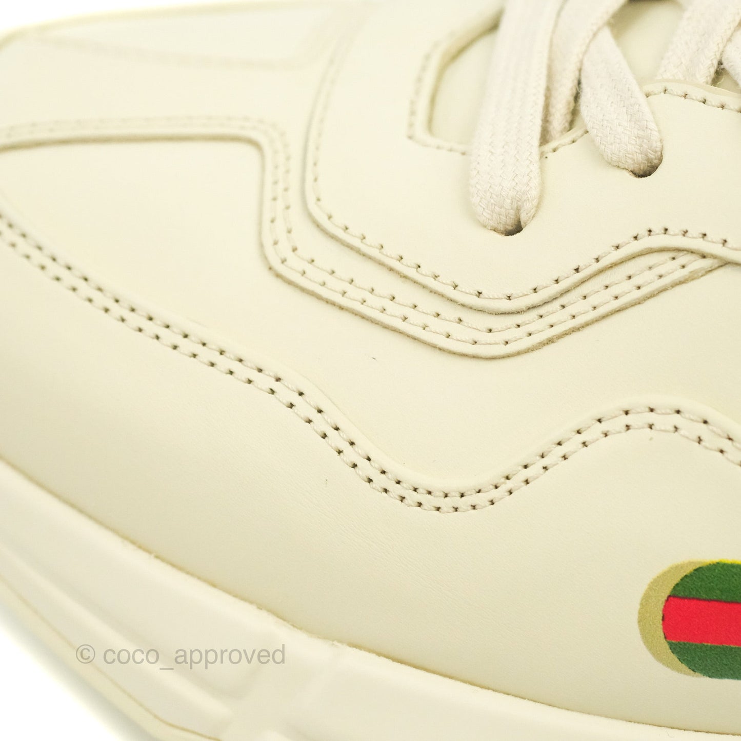 Gucci Ivory Toddler Rhyton KAI Bear Logo Leather Sneaker