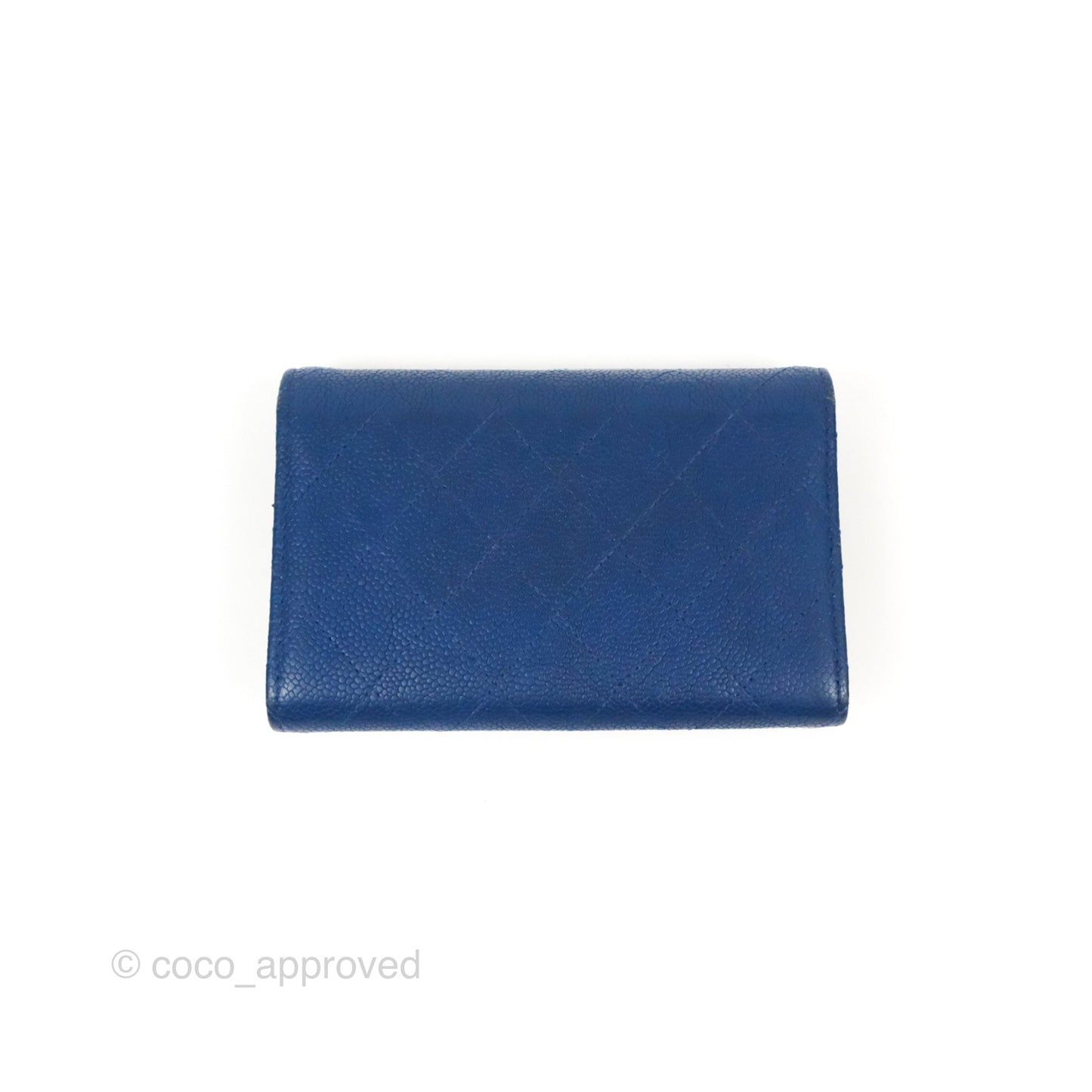 Chanel Quilted Medium Flap Wallet Blue Caviar Gold Hardware