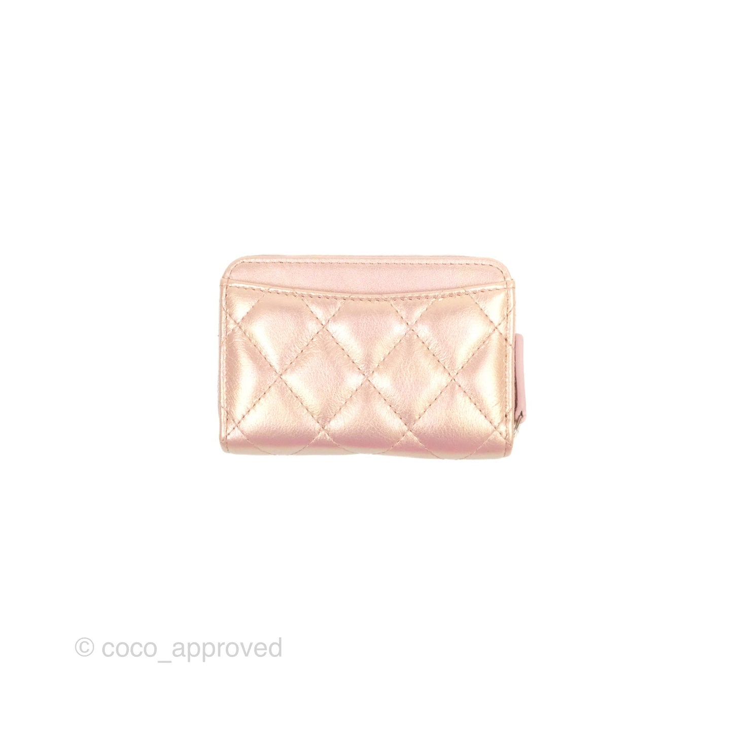 Chanel Classic Zipped Coin Purse Iridescent Pink Calfskin Silver Hardware