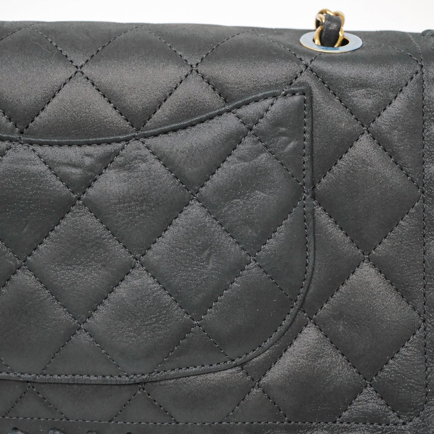 Chanel Braided Flap Bag Black Nubuck Aged Gold Hardware