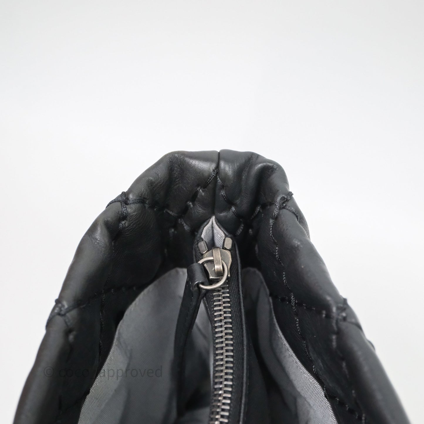 Chanel Ultimate Stitch Shopping Tote Black Calfskin Aged Silver Hardware