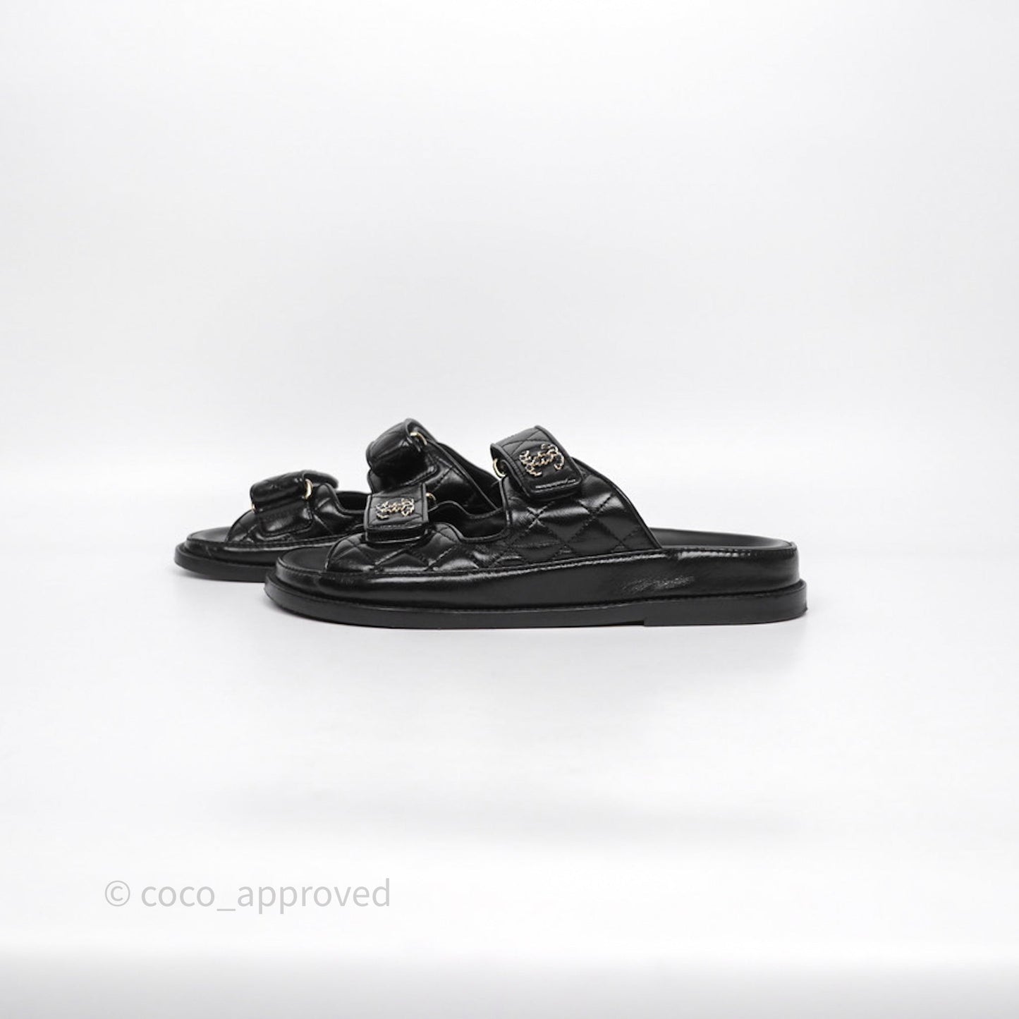 Chanel CC Black Sandals Size 36.5