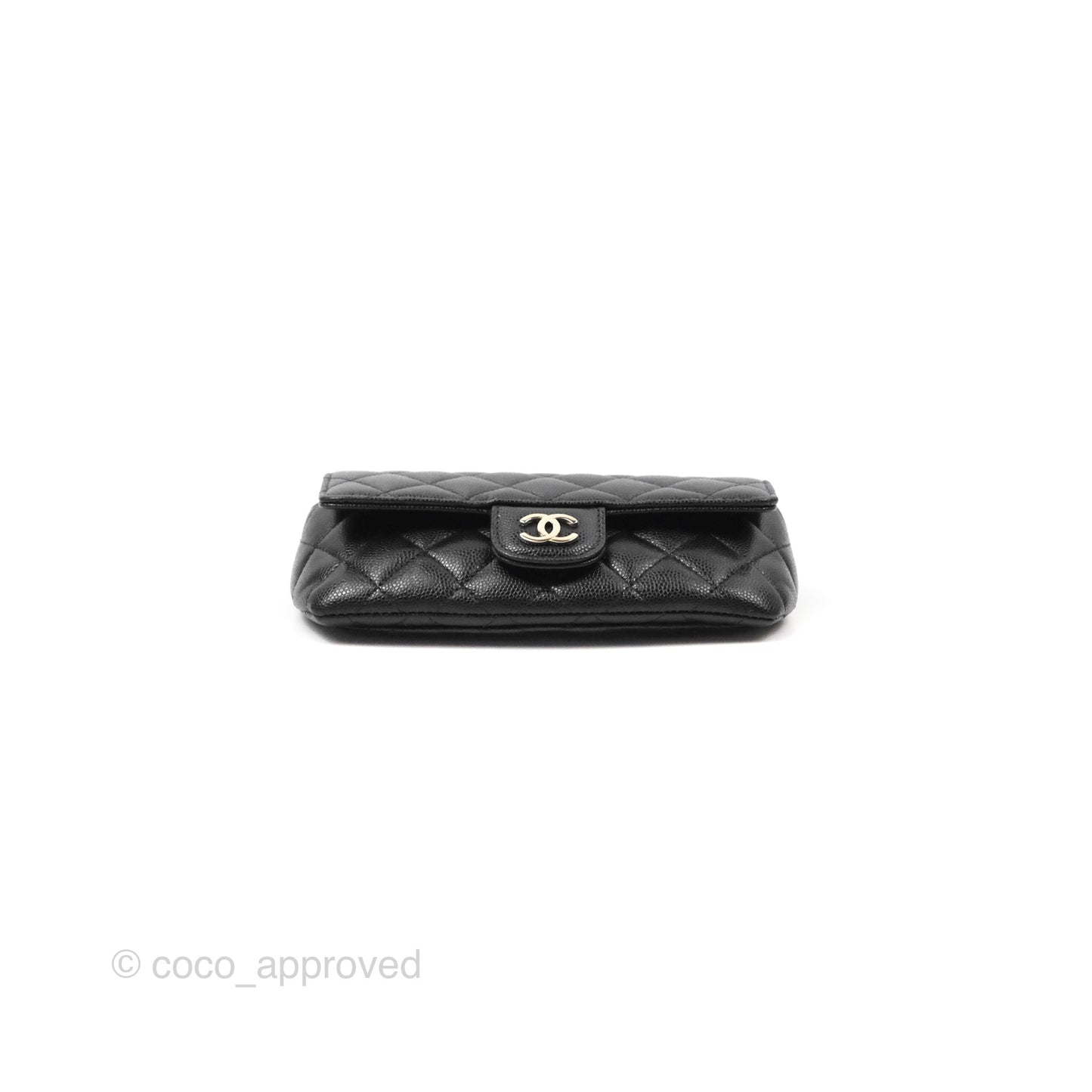 Chanel Quilted Glasses Case With Chain Black Caviar Gold Hardware