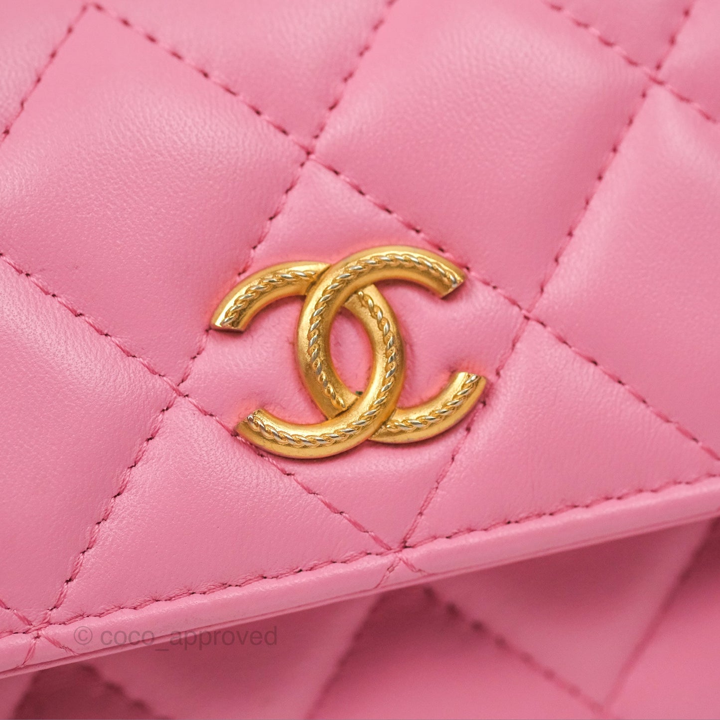 Chanel Top Handle Mini WOC Phone Holder with Chain Pink Lambskin