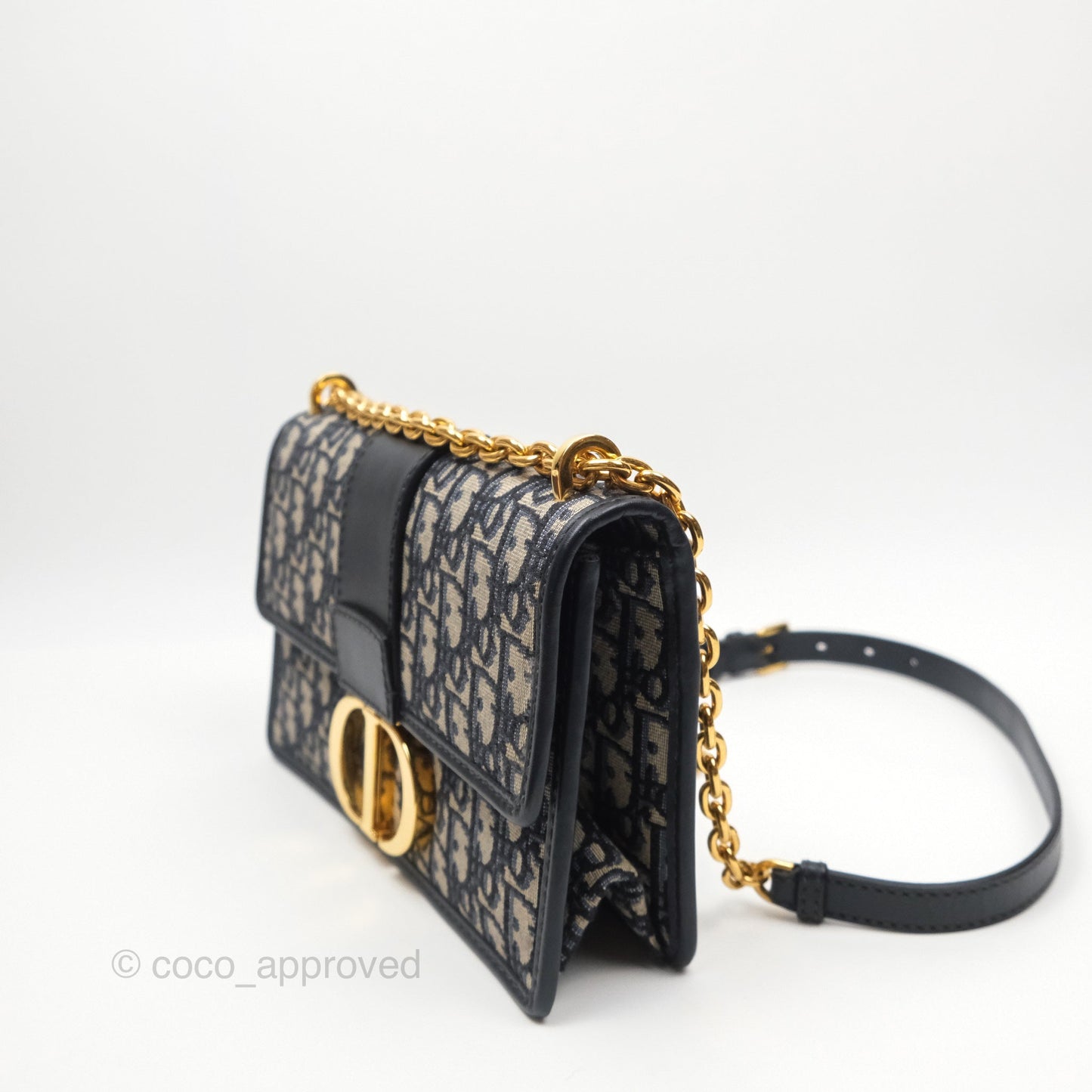 Christian Dior 30 Montaigne with Chain Blue Dior Oblique Jacquard